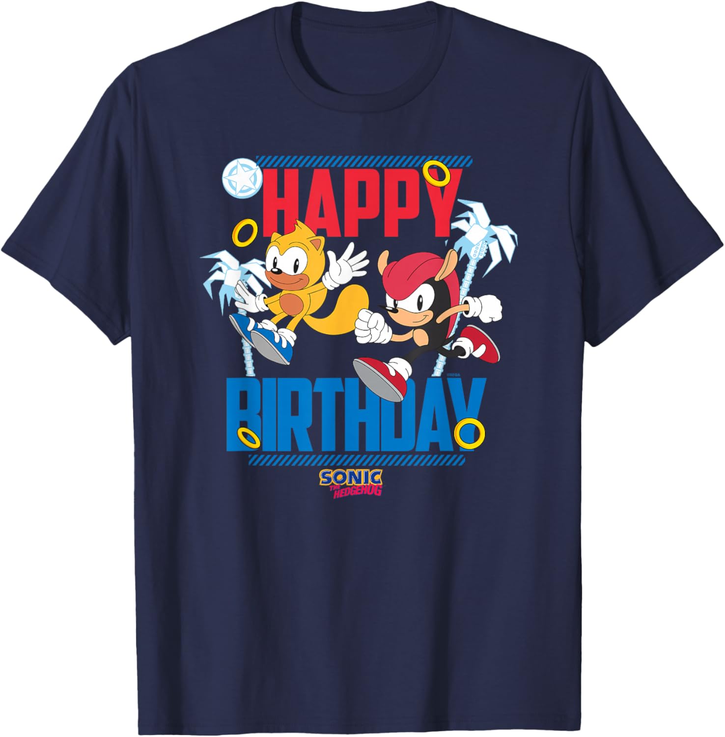 Sonic The Hedgehog Birthday Big Poster T-Shirt with Mighty and Ray Design - 4