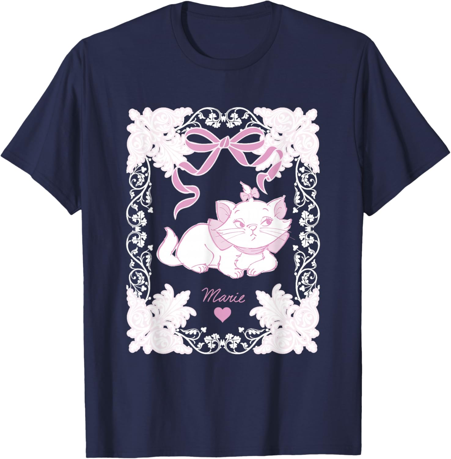 Vintage Marie Aristocats Lace and Ribbon Frame T-Shirt for Disney Fans - 5