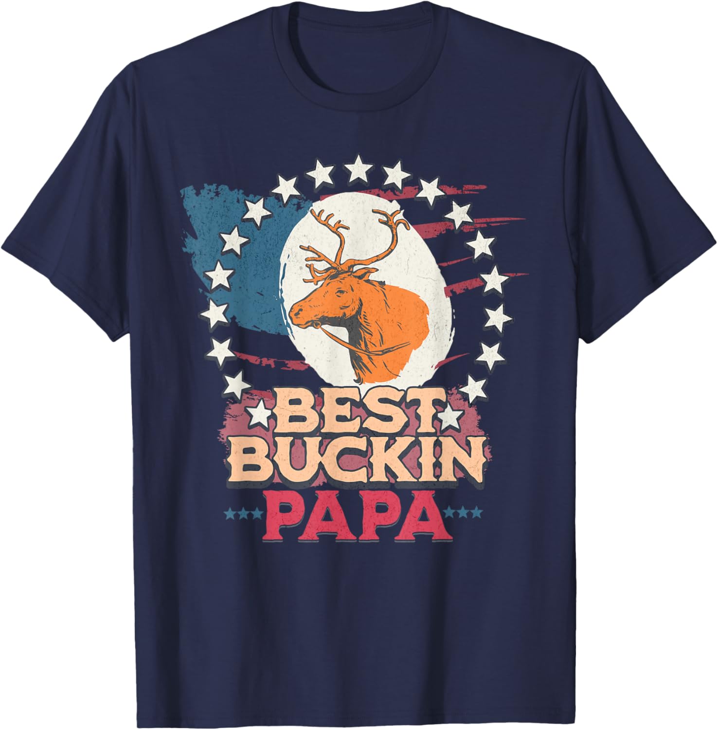 Best Bucking Papa American Flag T-Shirt for Fathers Who Love Hunting - 5