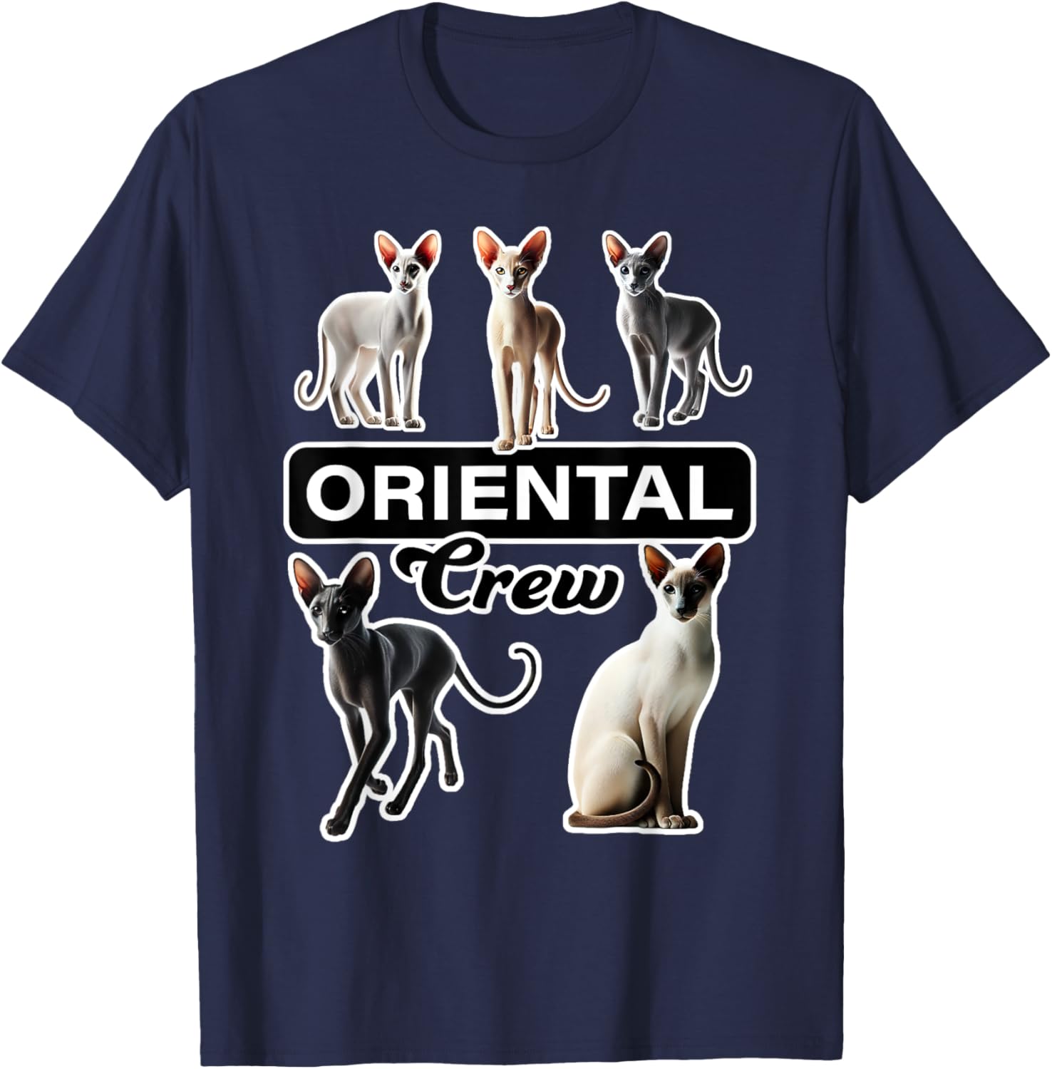 Oriental Cat Crew T-Shirt for Cat Lovers - Stylish and Comfortable Wear - 24