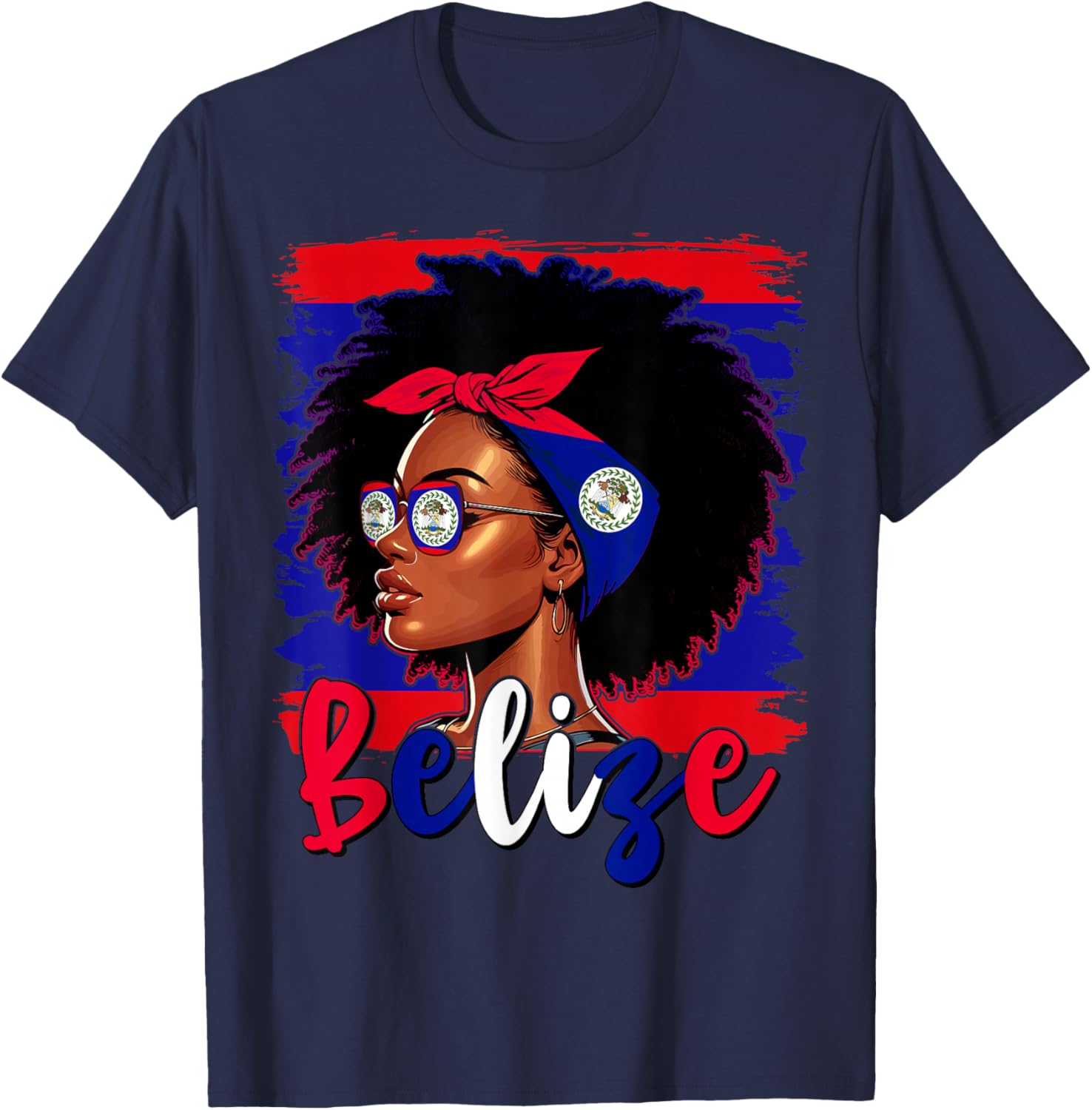 Proud Belizean Girl T-Shirt with Belize Flag for Women’s Fashion - 19