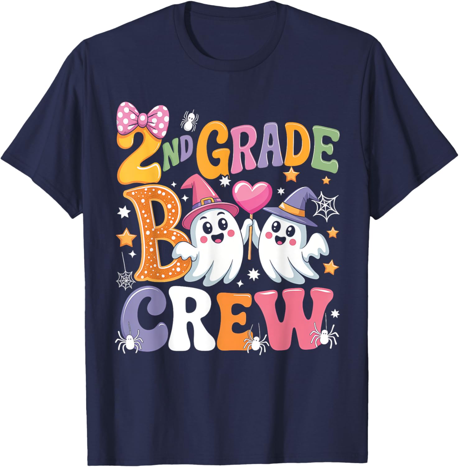 Happy Halloween T-Shirt for 2nd Grade Boo Crew Teacher and Kids - 5