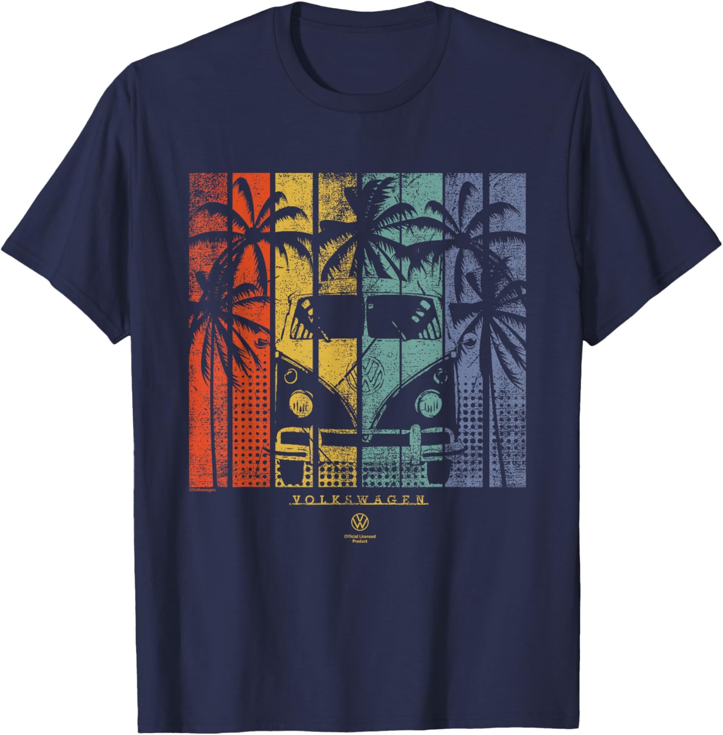 Type 2 T1 Retro Campervan T-Shirt with Beach Palm Tree Design - 6