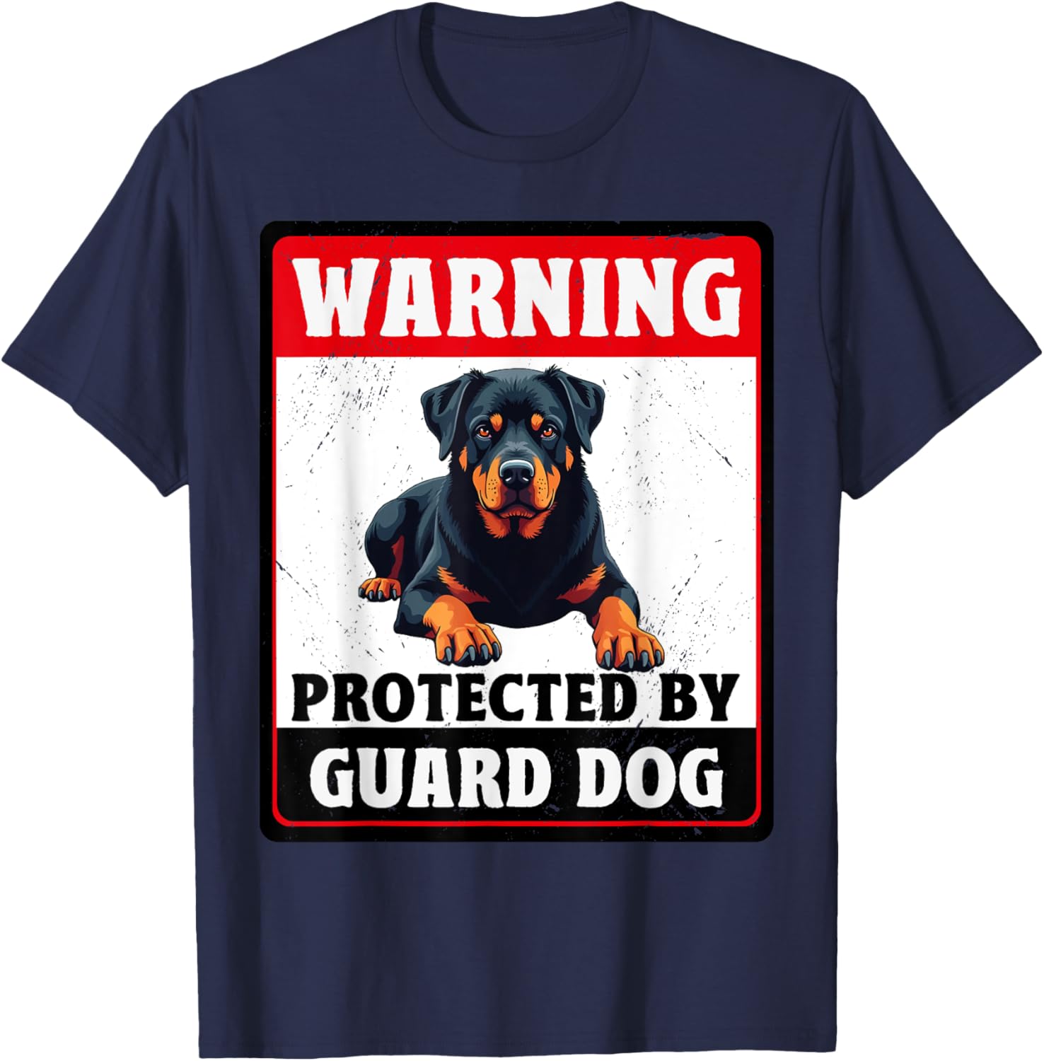 Warning Protected By Rottweiler Guard Dog T-Shirt for Dog Lovers - 4