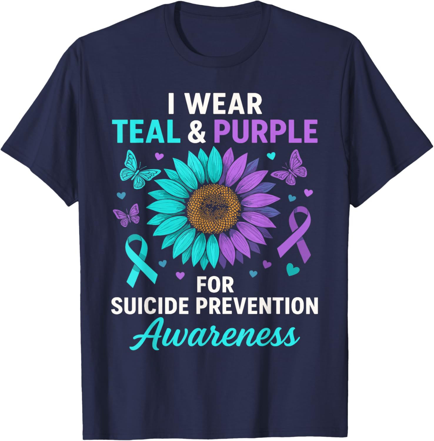 Teal and Purple Suicide Prevention Awareness T-Shirt for Supportive Style - 6