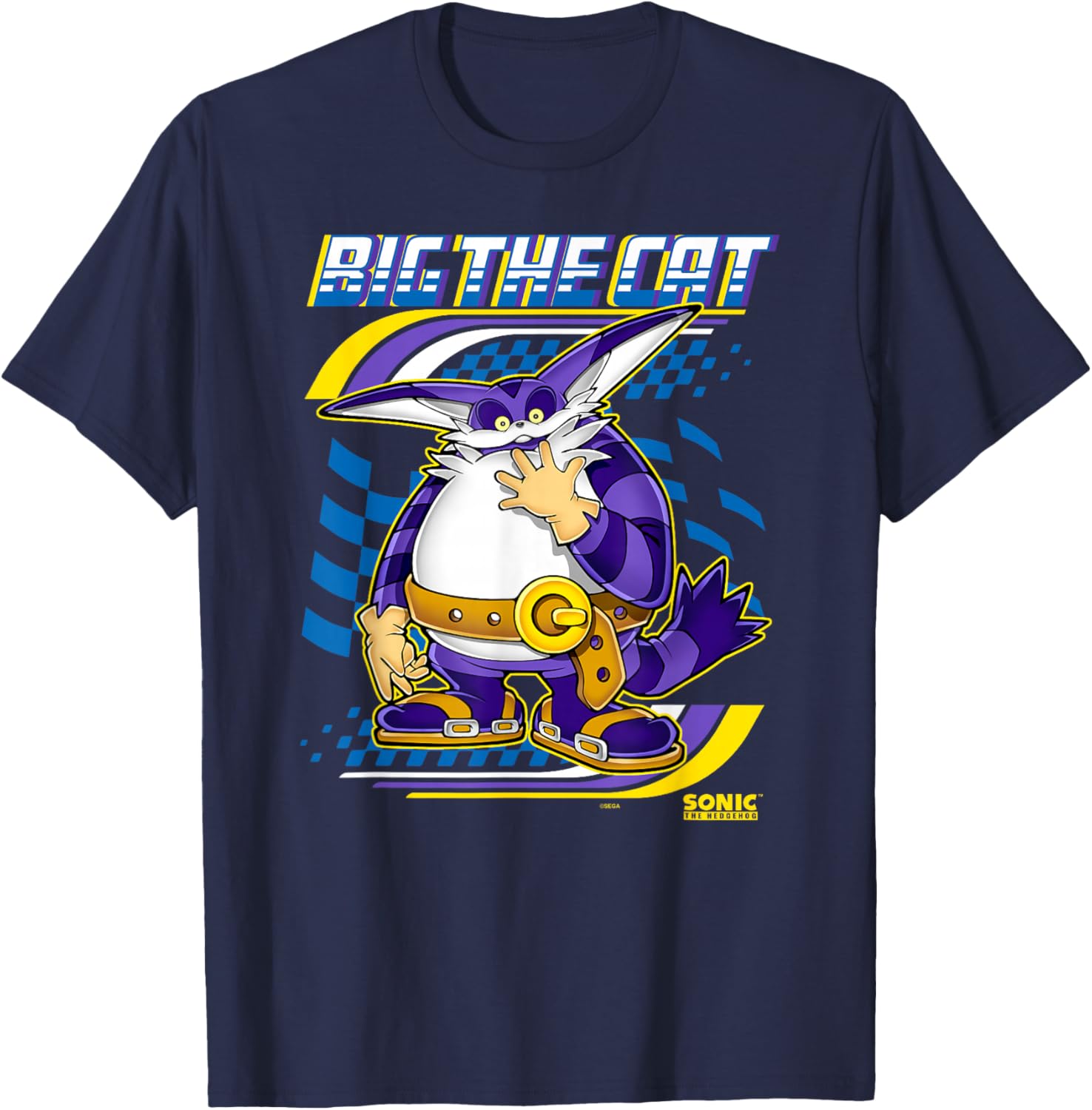 Sonic The Hedgehog Big The Cat Race Ready Chest Poster T-Shirt - 7
