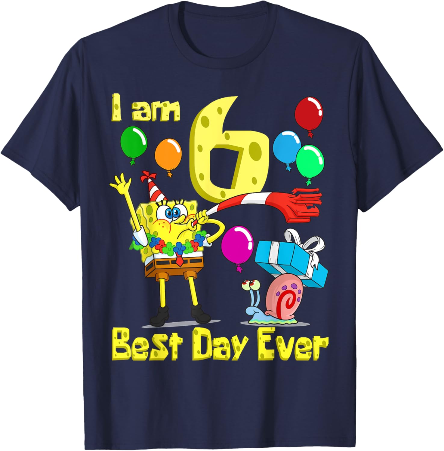 SpongeBob SquarePants Birthday T-Shirt for 6 Year Olds Fun Party Wear - 5