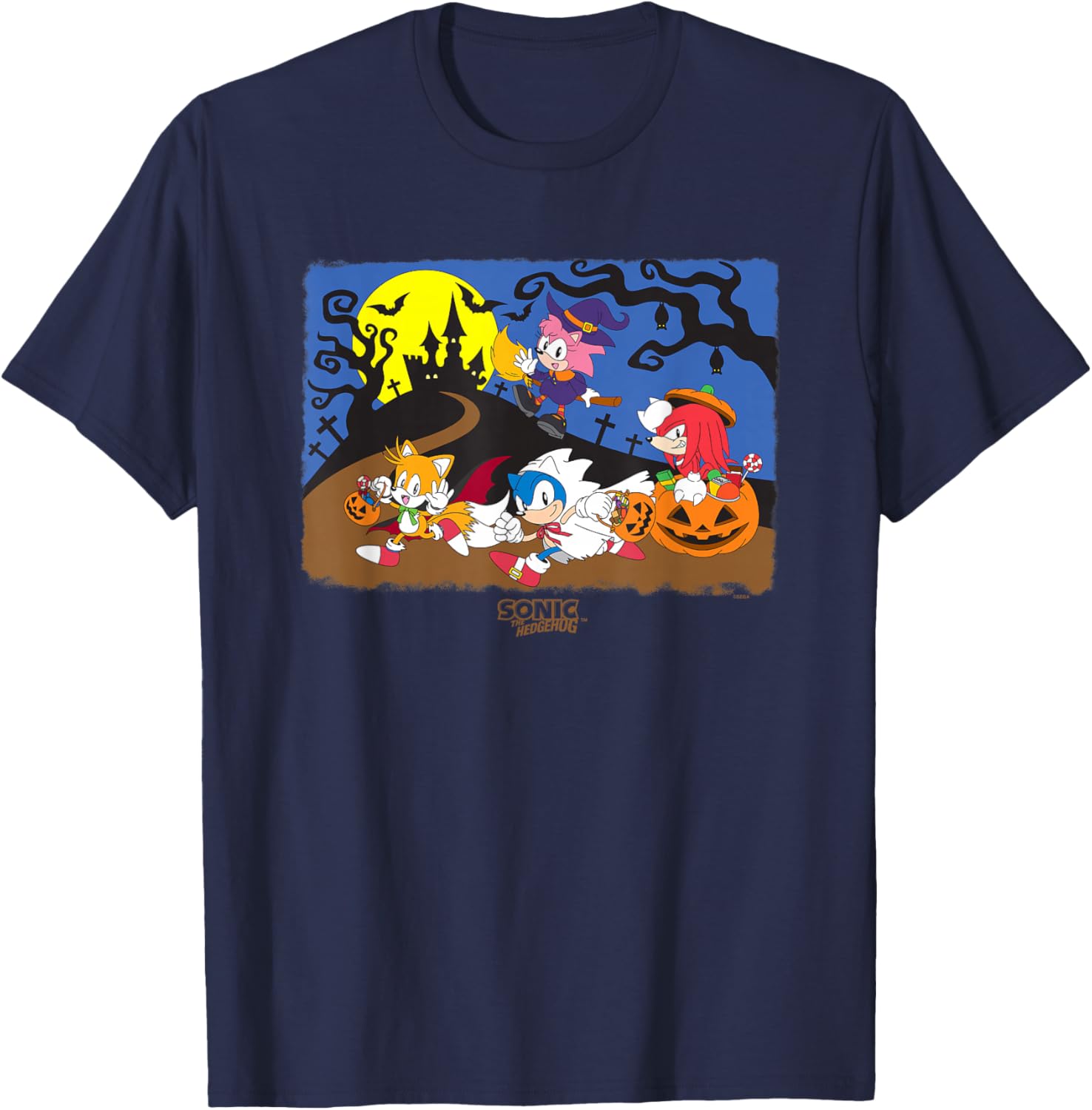 Sonic the Hedgehog Halloween Creepy Graveyard Run Big Poster T-Shirt - 3
