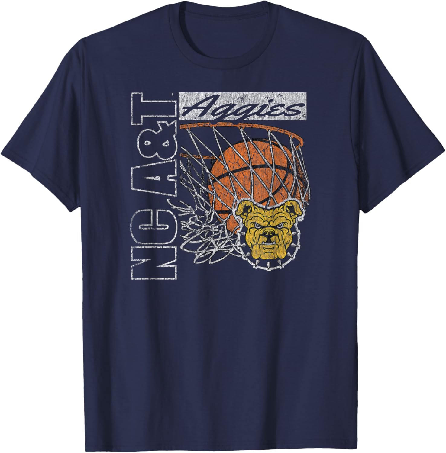 North Carolina A&T Aggies Vintage 90's Navy Basketball T-Shirt - 1