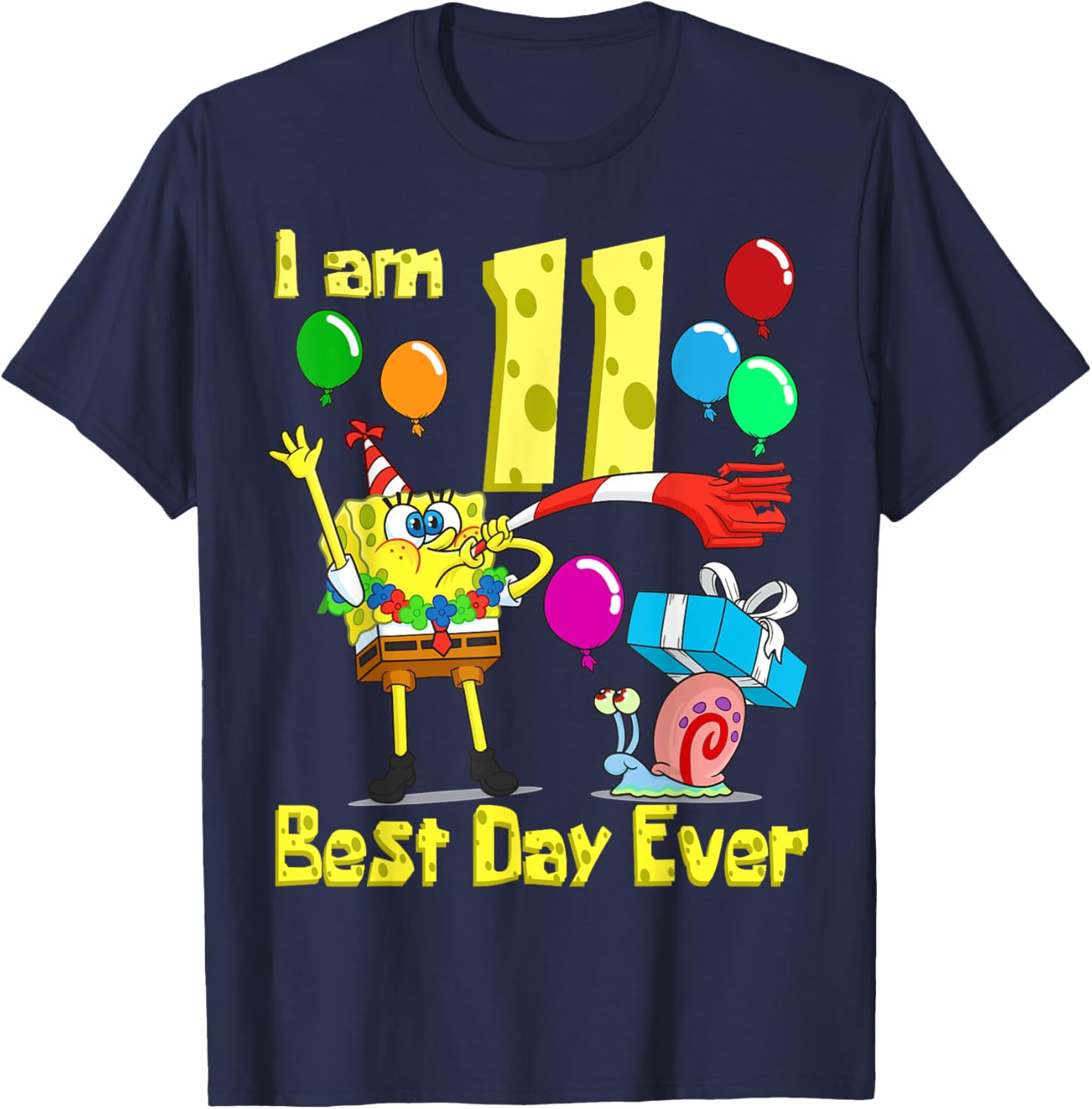 SpongeBob Birthday T-Shirt for 11 Year Olds Fun Party Apparel - 18