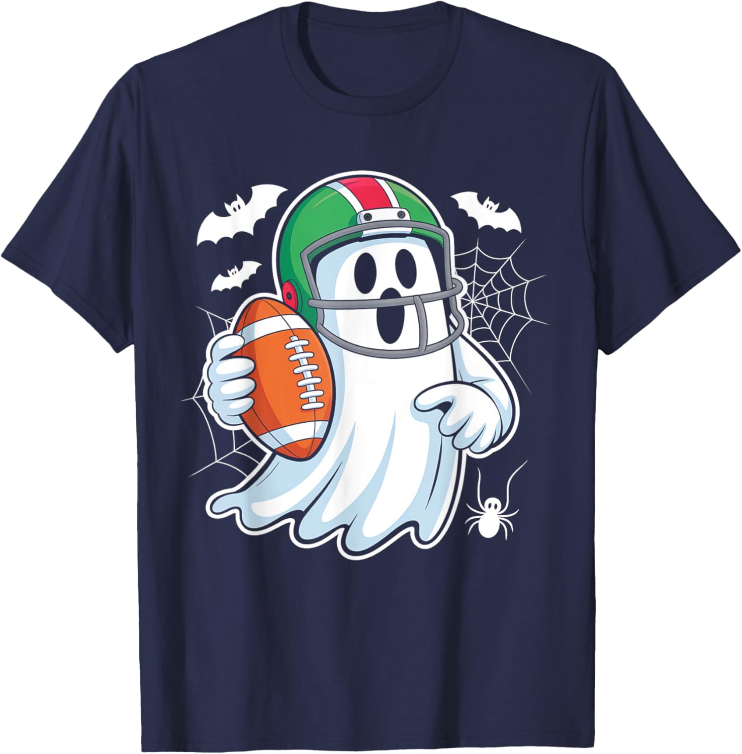 Funny Boo Ghost Playing Football Halloween T-Shirt for Spooky Fun - 16