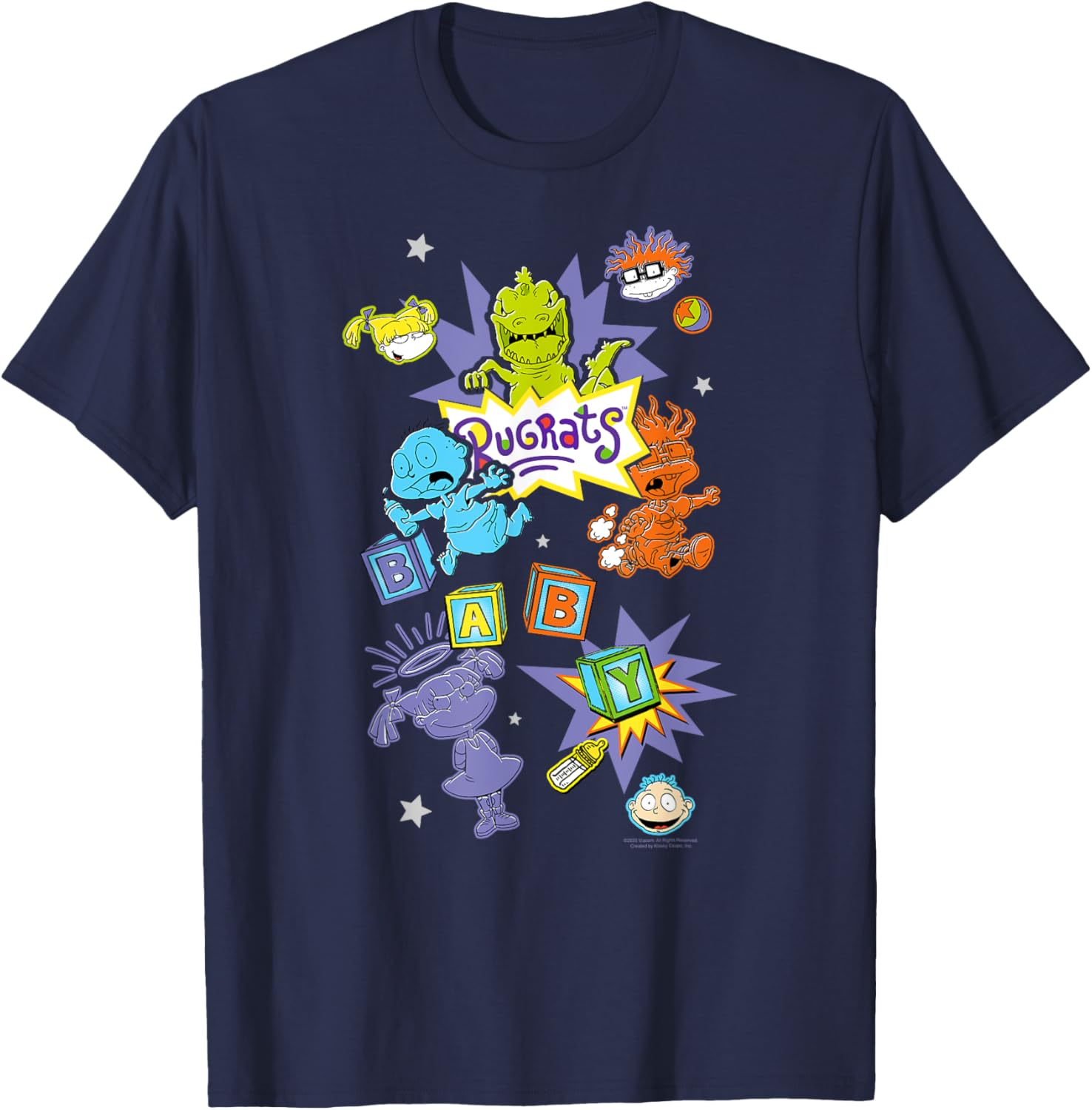 Rugrats Retro Cartoon Character Sticker Collage T-Shirt for Fun Lovers - 1