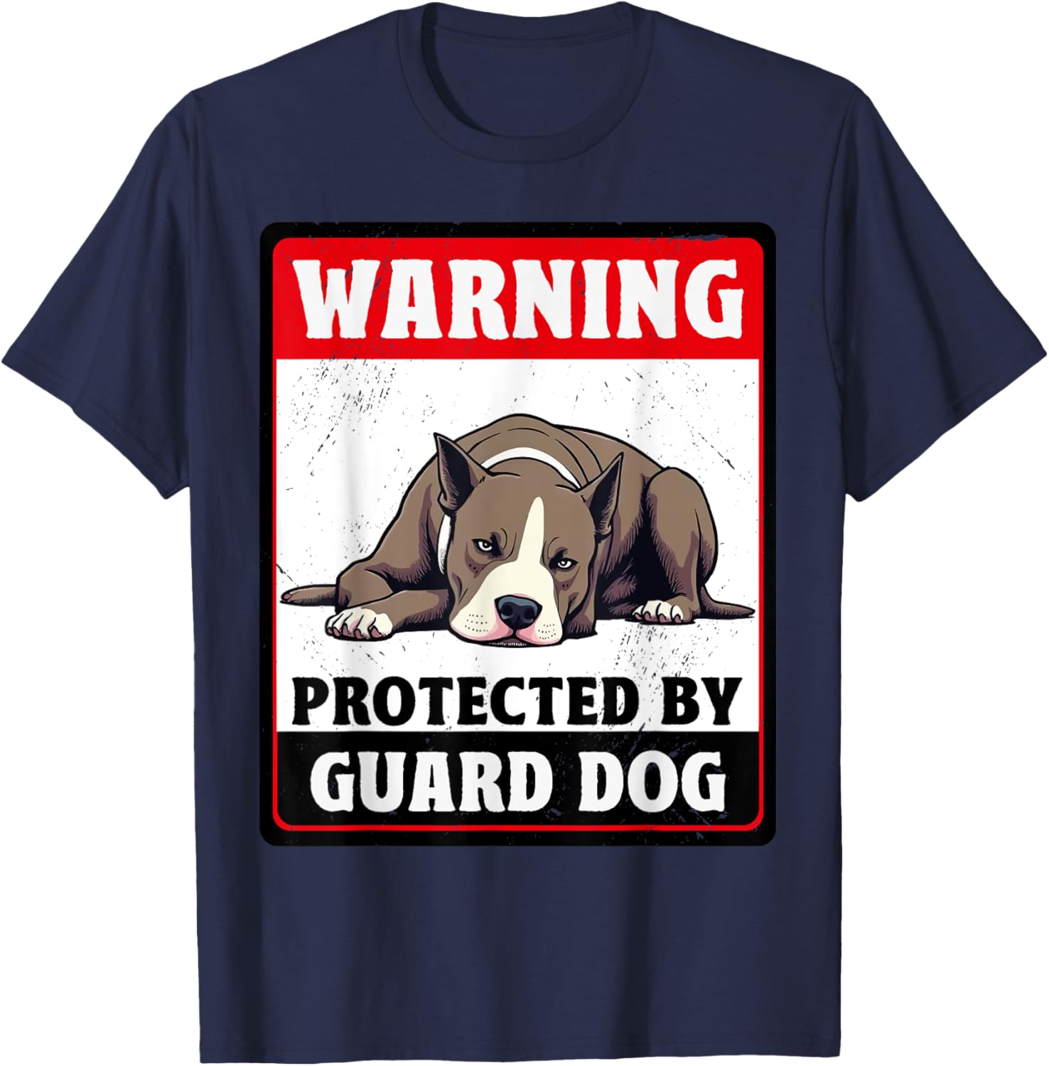 Warning Protected American Staffordshire Terrier Guard Dog T-Shirt - 4