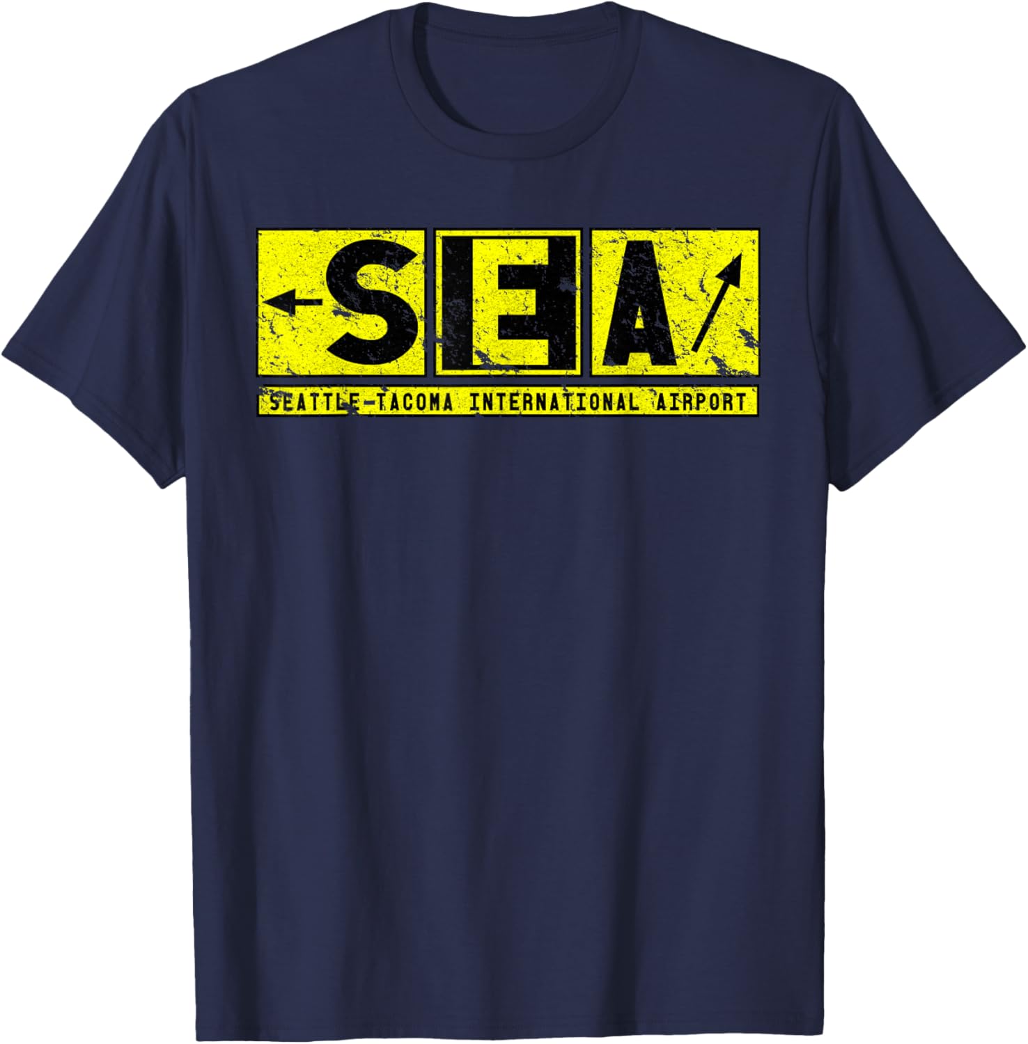 Vintage SEA Seattle Tacoma Airport Taxiway Sign Pilot T-Shirt - 13