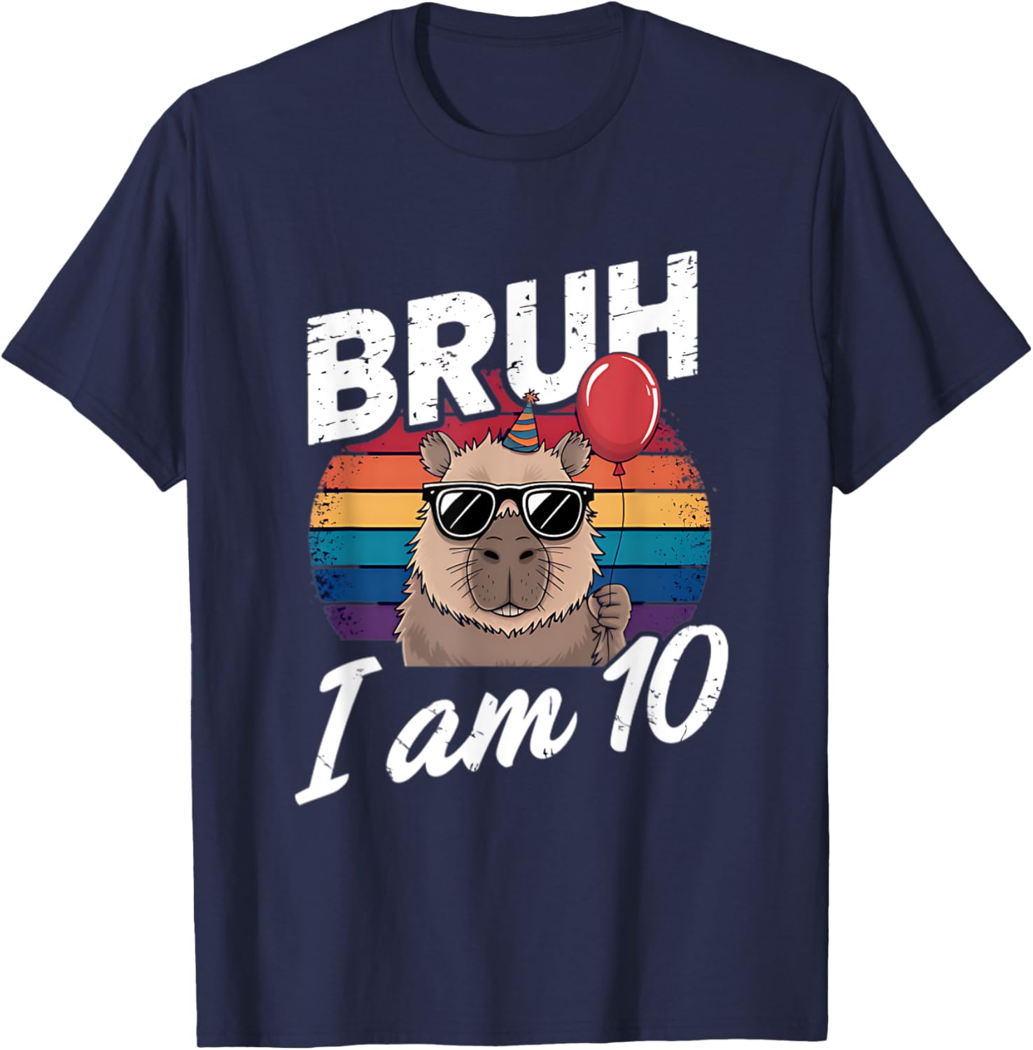 Retro Sunset Capybara T-Shirt for Kids' 10th Birthday Celebration - 12