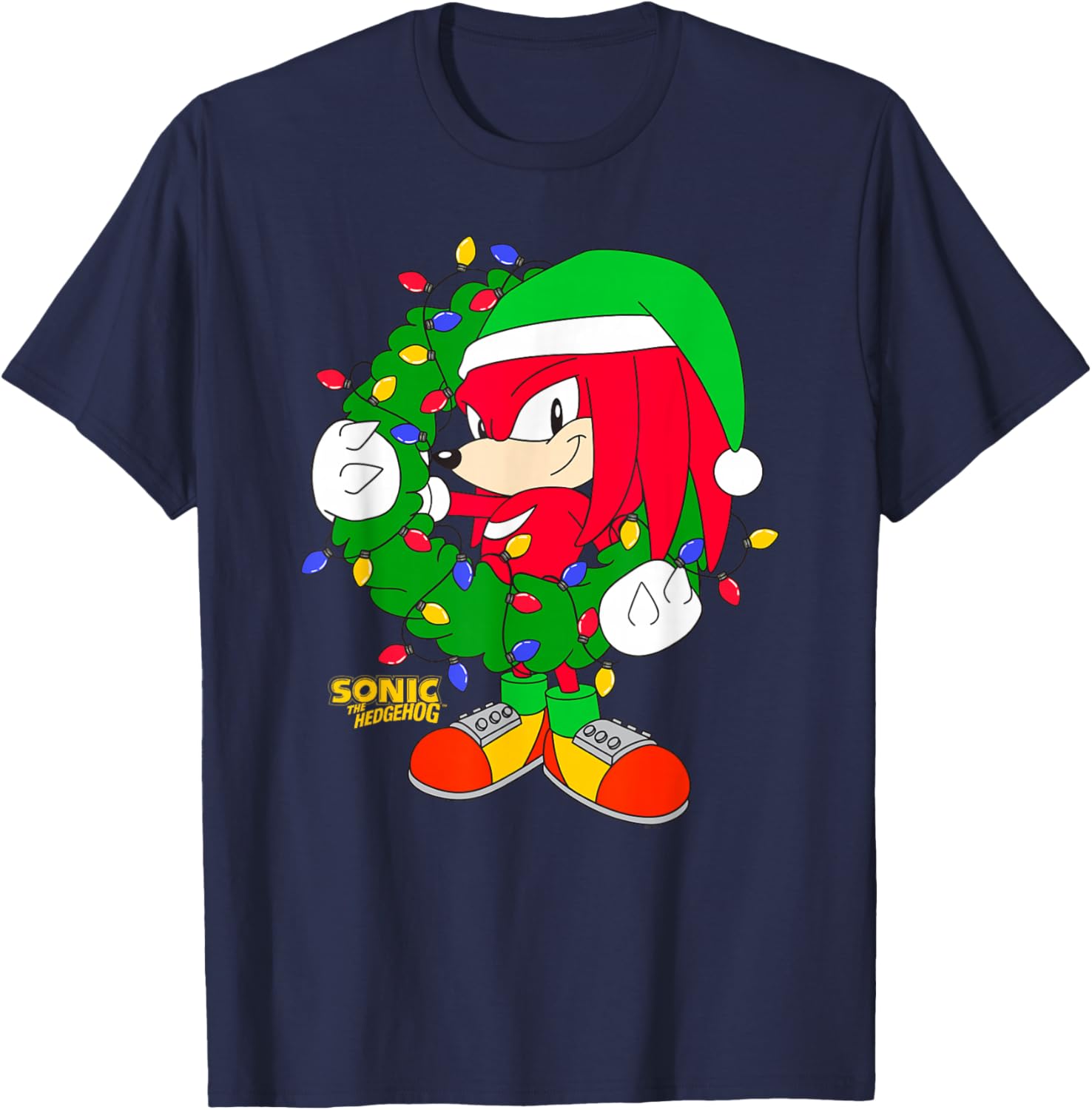Sonic the Hedgehog Christmas Knuckle Wreath T-Shirt for Holiday Cheer - 10