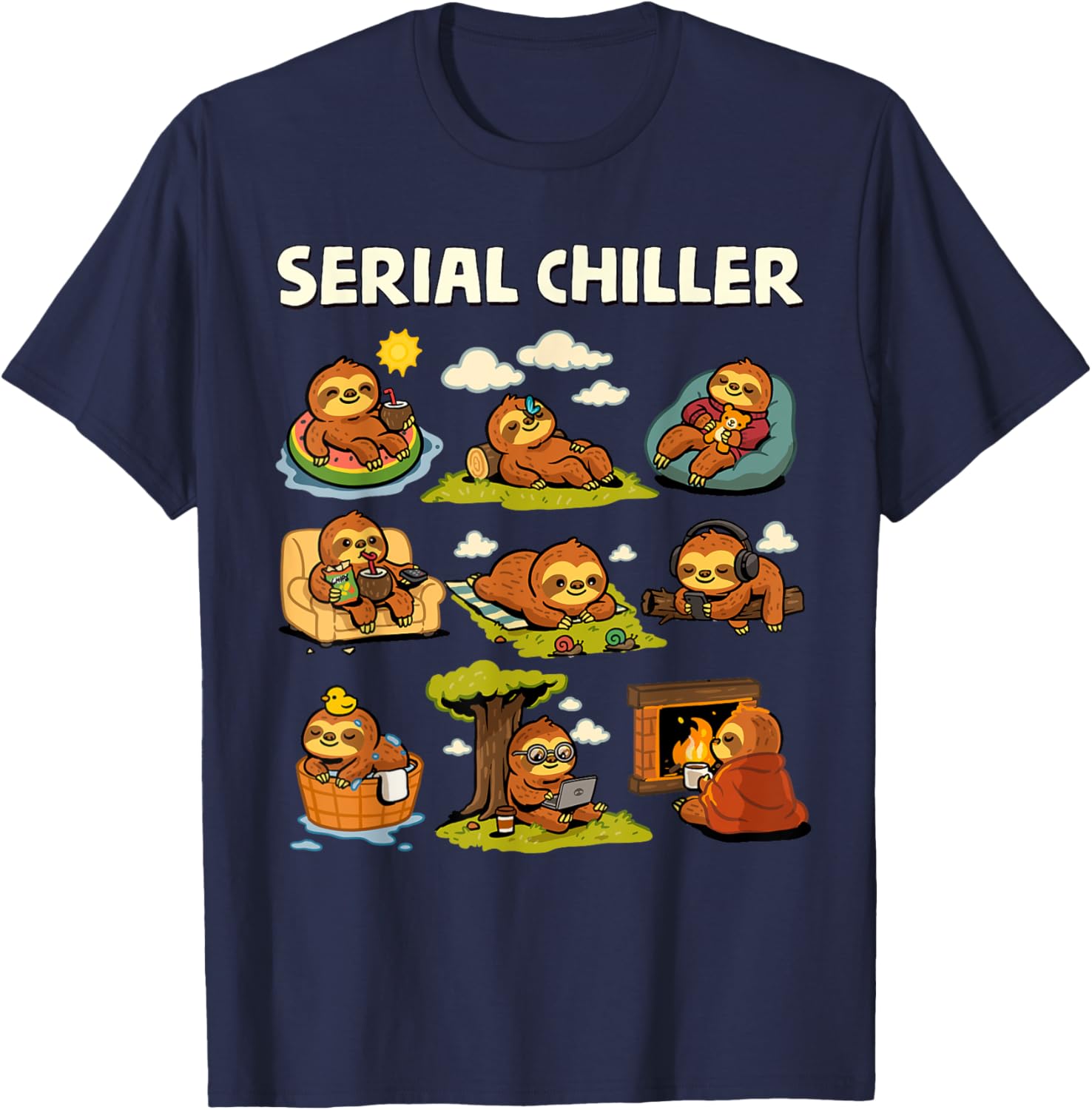 Serial Sloth Chiller T-Shirt for Relaxed Retirement and Lazy Days - 29