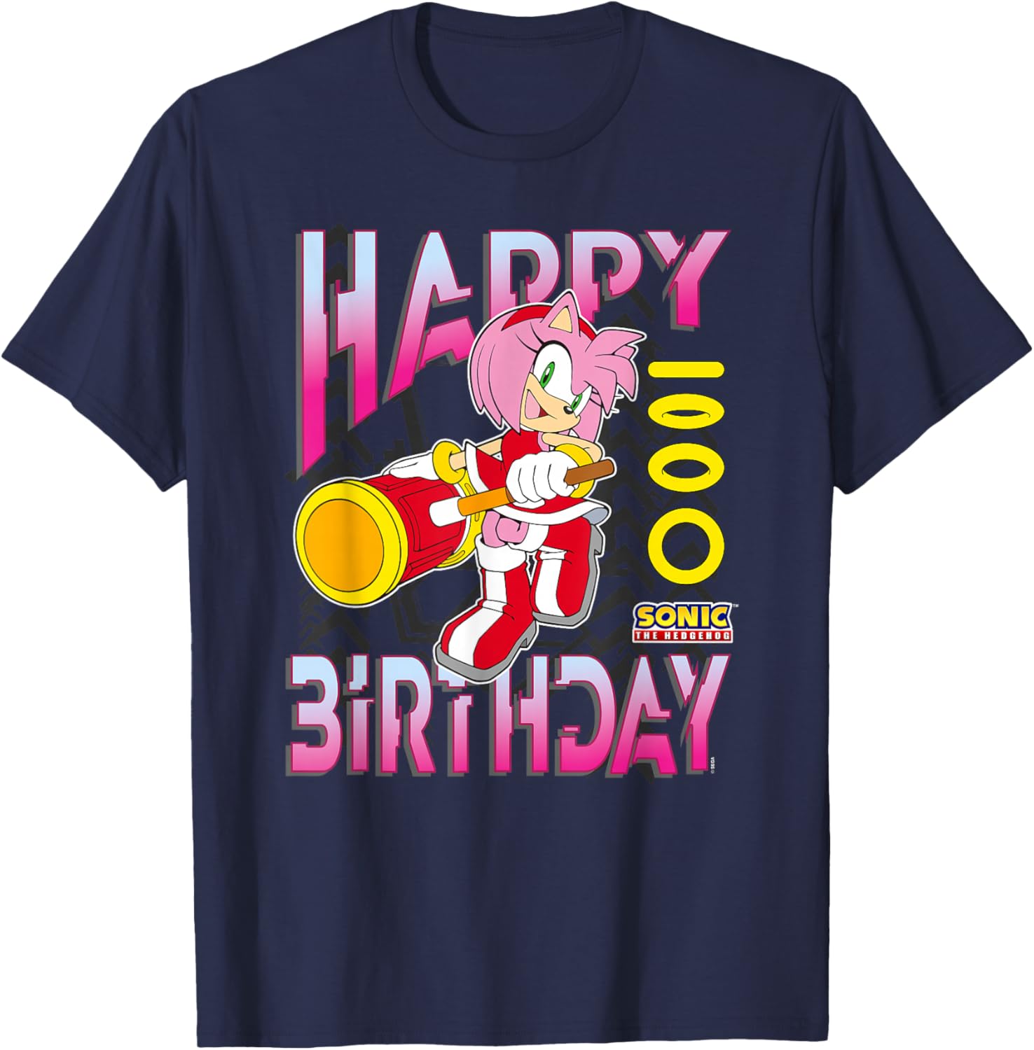 Sonic The Hedgehog Amy Birthday Grid Chest T-Shirt for Fun Celebrations - 4