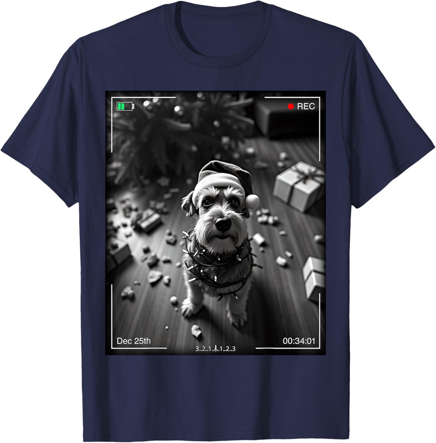 Christmas Schnauzer Caught on Camera T-Shirt for Dog Lovers - 4