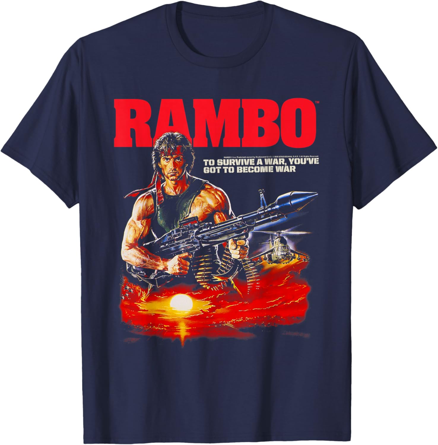 Vintage Rambo Missile Launcher T-Shirt for Action Movie Fans - 2