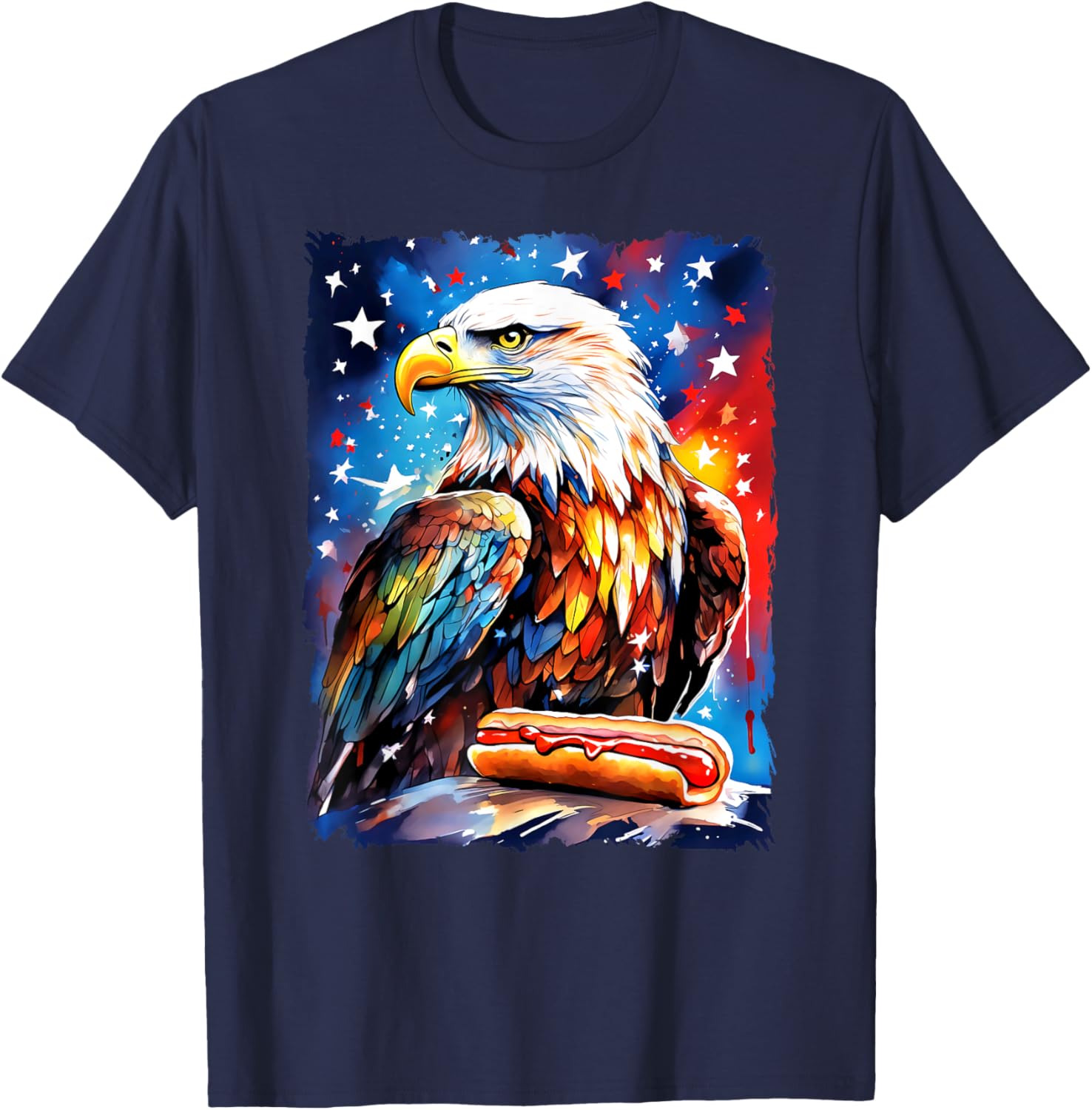 Patriotic 4th of July T-Shirt with Hotdog and Eagle Design for All Ages - 2