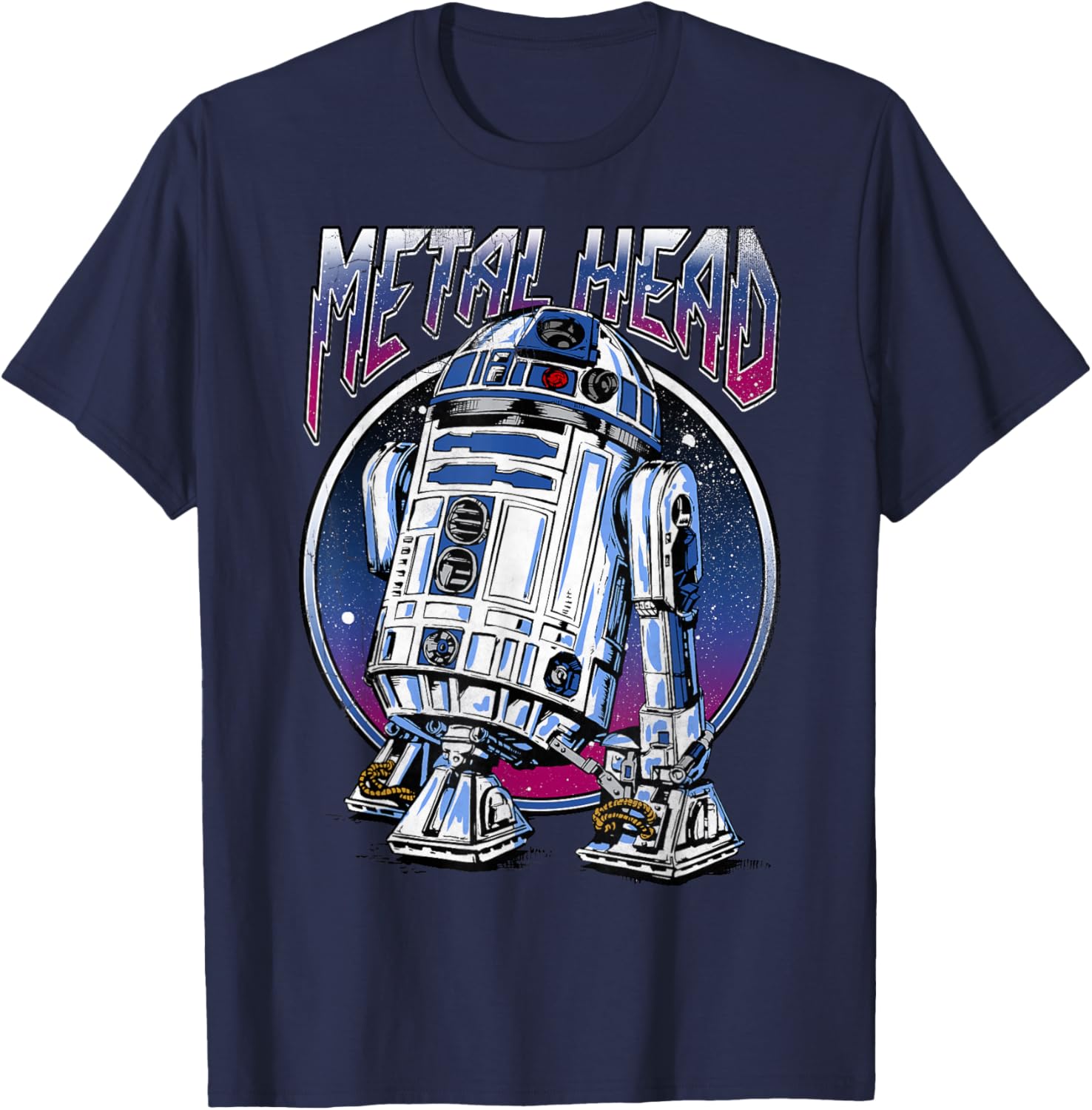 Vintage Star Wars R2D2 Metal Head T-Shirt for Disney Fans - 15