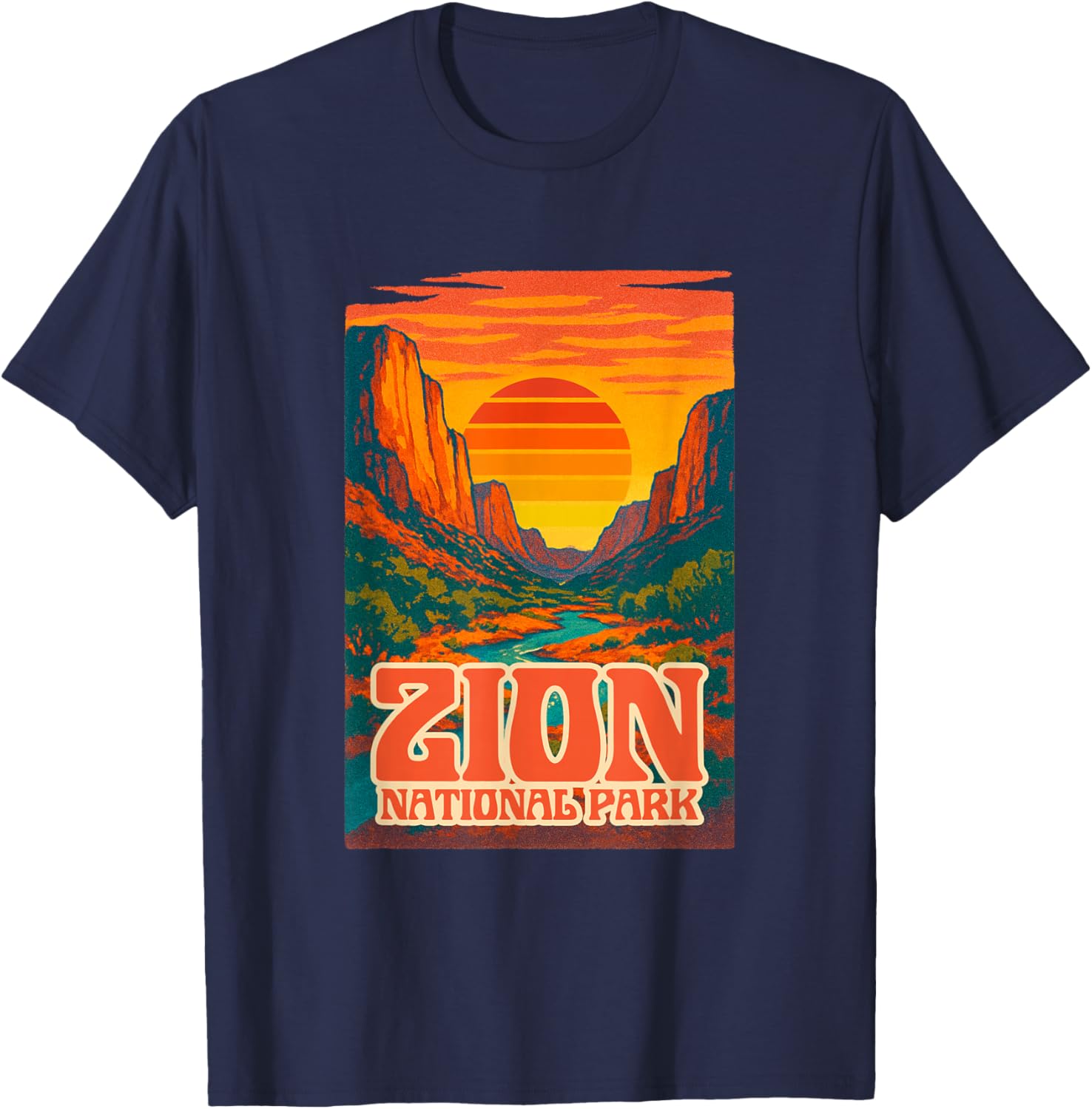 Utah Zion National Park Retro Sunset T-Shirt for Outdoor Lovers - 1