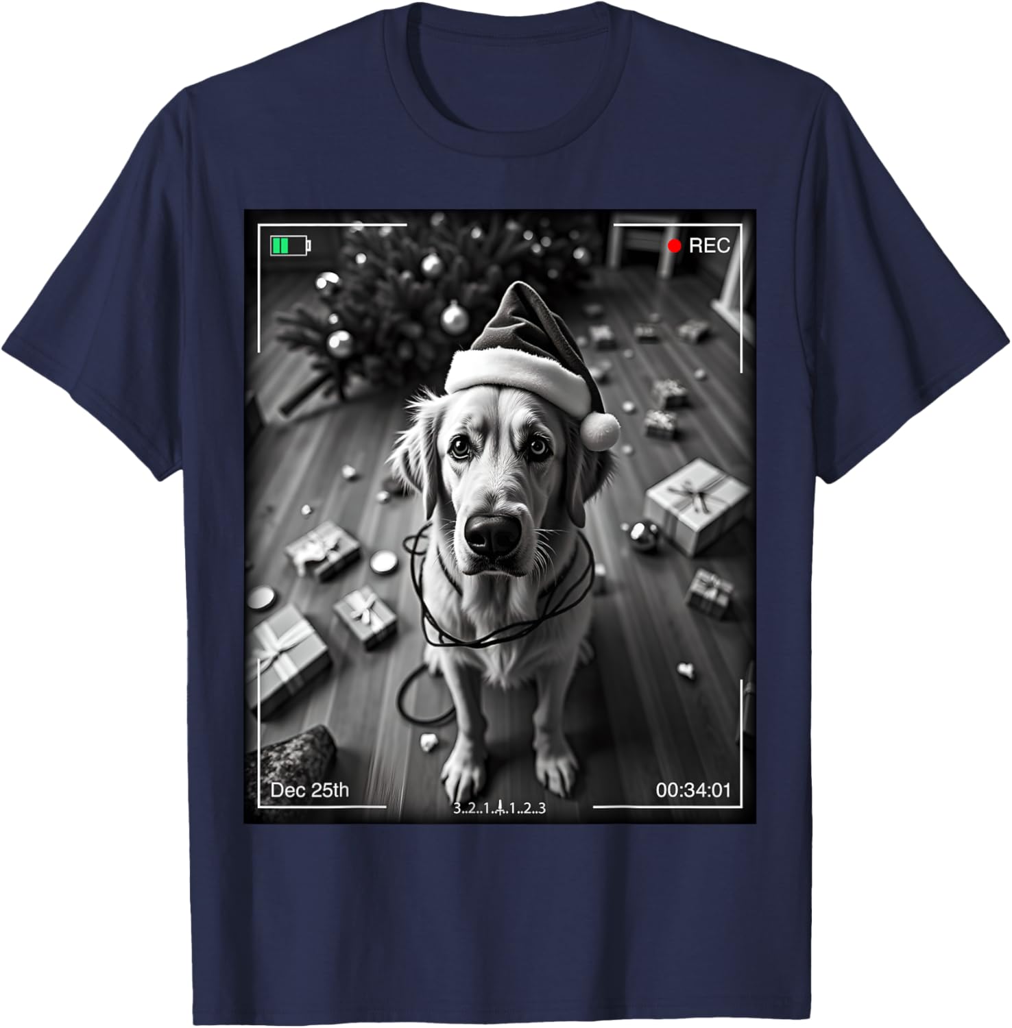 Adorable Christmas Golden Retriever Caught On Camera T-Shirt for Dog Lovers - 2