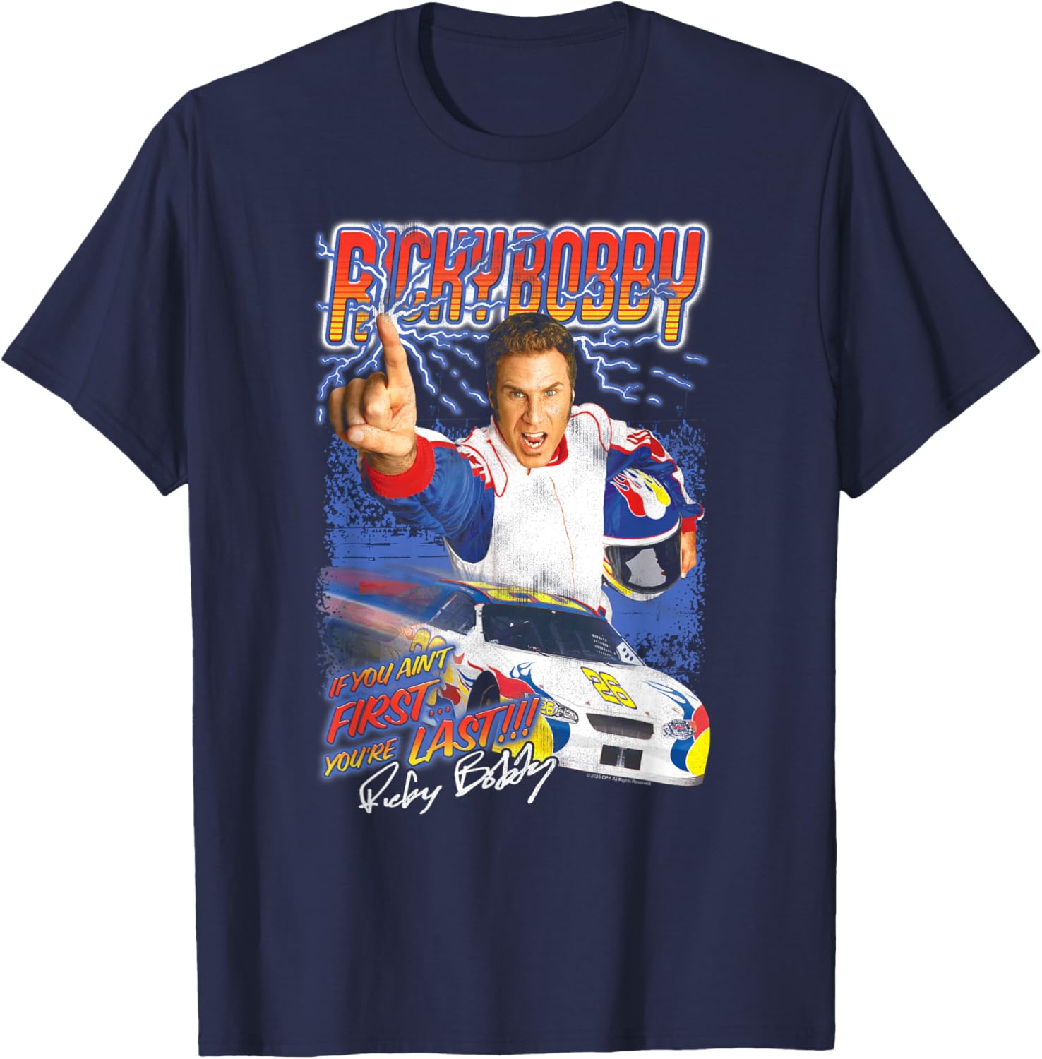 Talladega Nights Ricky Bobby Retro Lightning T-Shirt for Movie Fans - 2