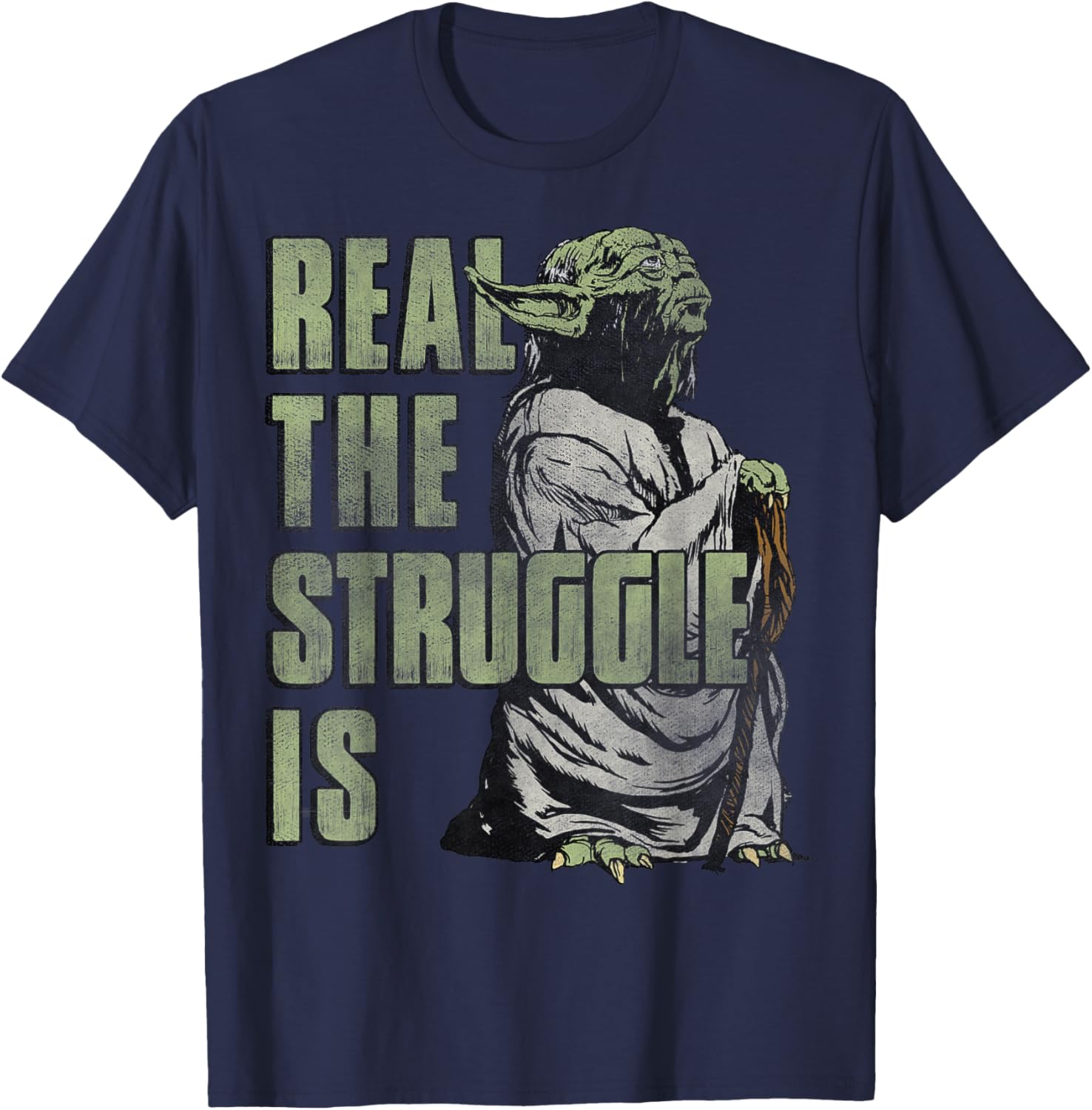 Star Wars Yoda Graphic T-Shirt The Struggle Is Real Fun Apparel - 1