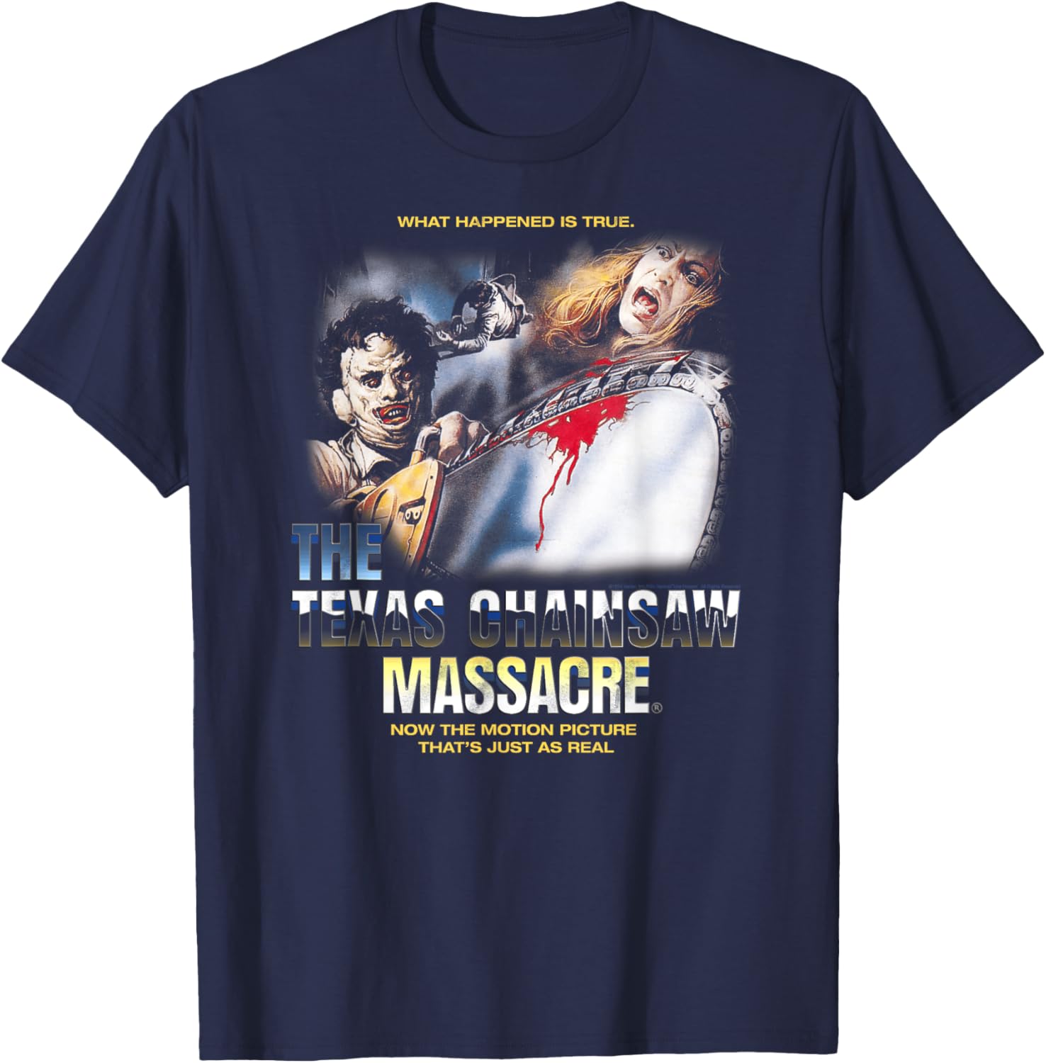 Texas Chainsaw Massacre Chrome Logo Horror T-Shirt for Fans - 1