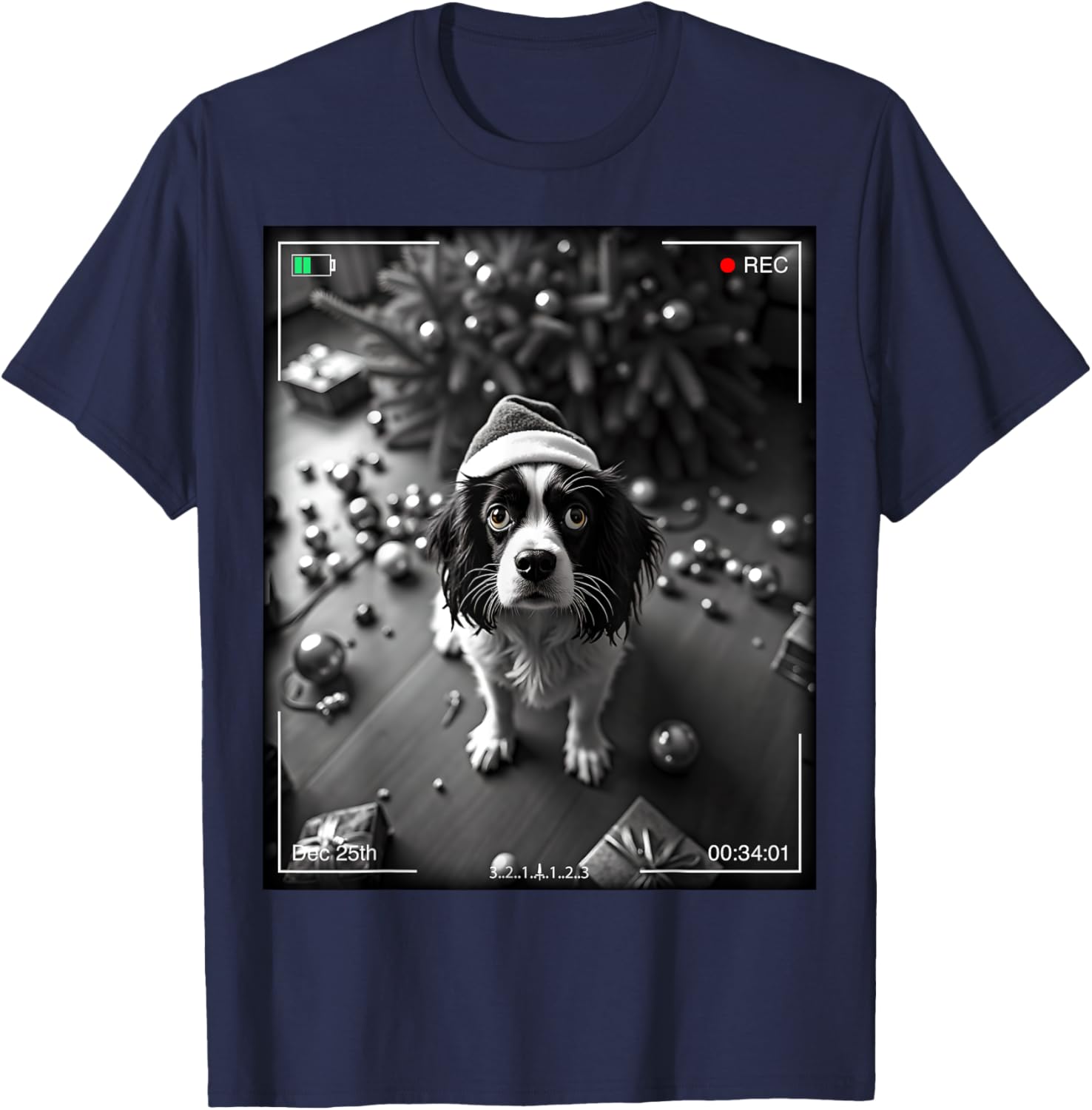 Christmas Cavalier King Charles Spaniel Caught On Camera T-Shirt Gift - 2