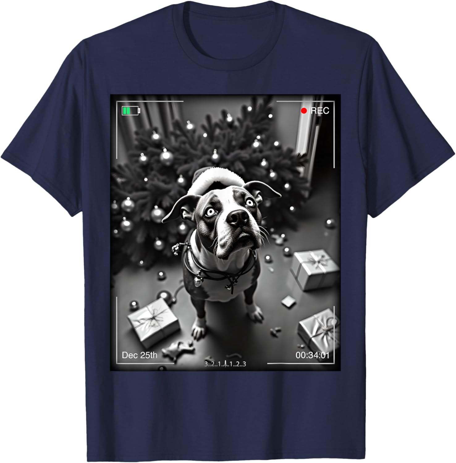 Christmas American Bulldog Caught On Camera T-Shirt for Dog Lovers - 2