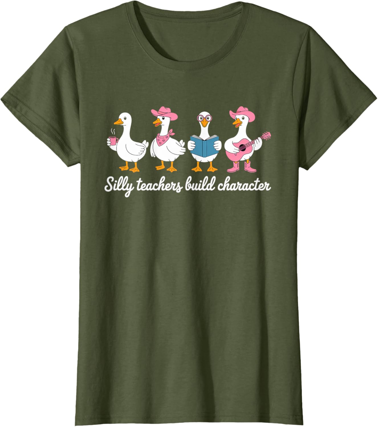 Funny Goose Back to School T-Shirt for Teachers - Silly Character Design - 13