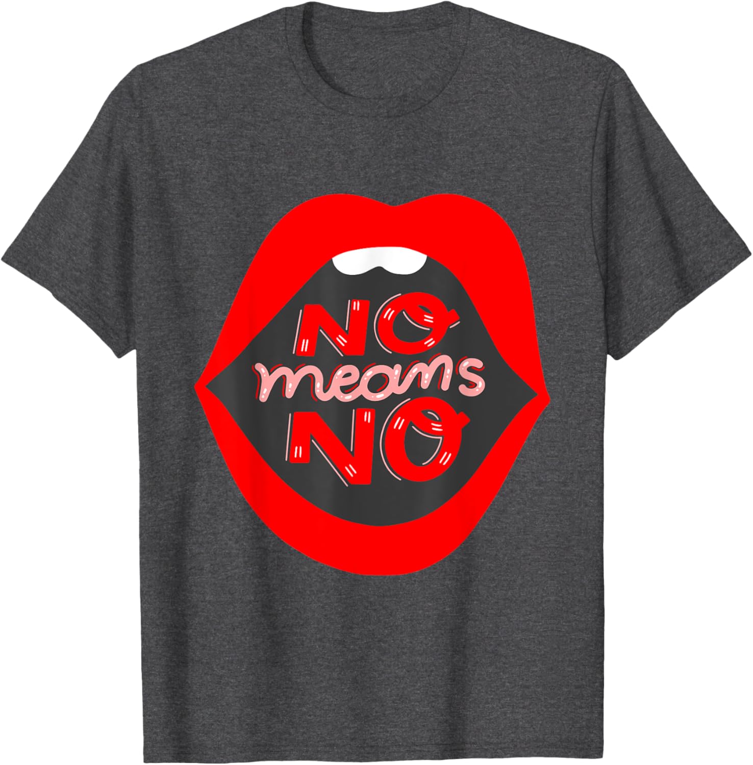 Retro Feminist No Means No Consent Pop Art Lips T-Shirt for Awareness - 9