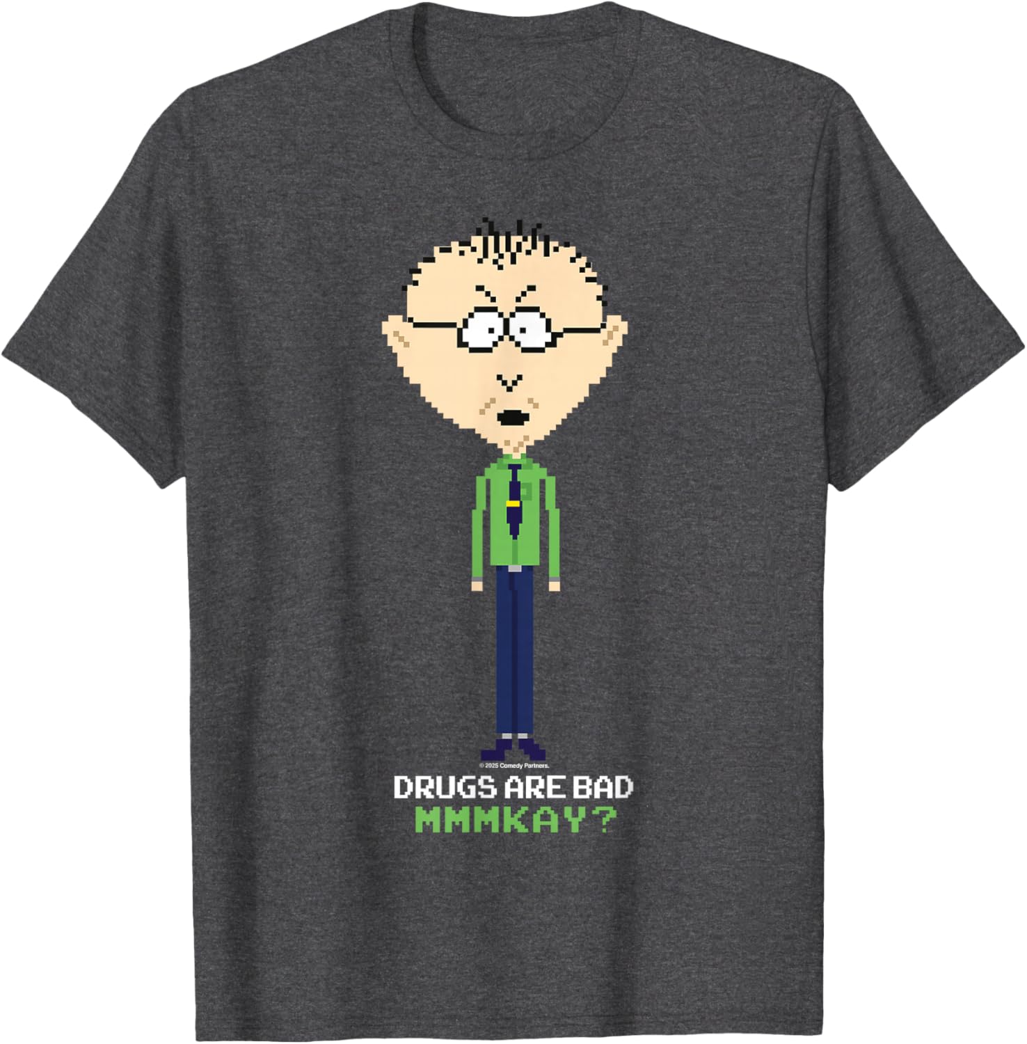 South Park Mr Mackey Drugs Are Bad Pixelated Graphic T-Shirt for Fans - 8