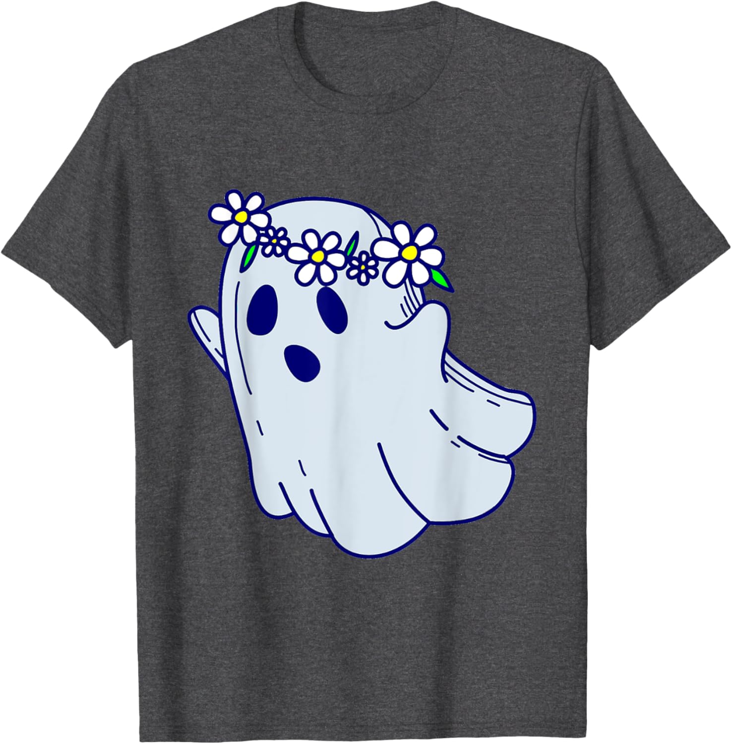 Groovy Halloween Ghost Boho Floral 1960s Goth T-Shirt for Spooky Style - 15
