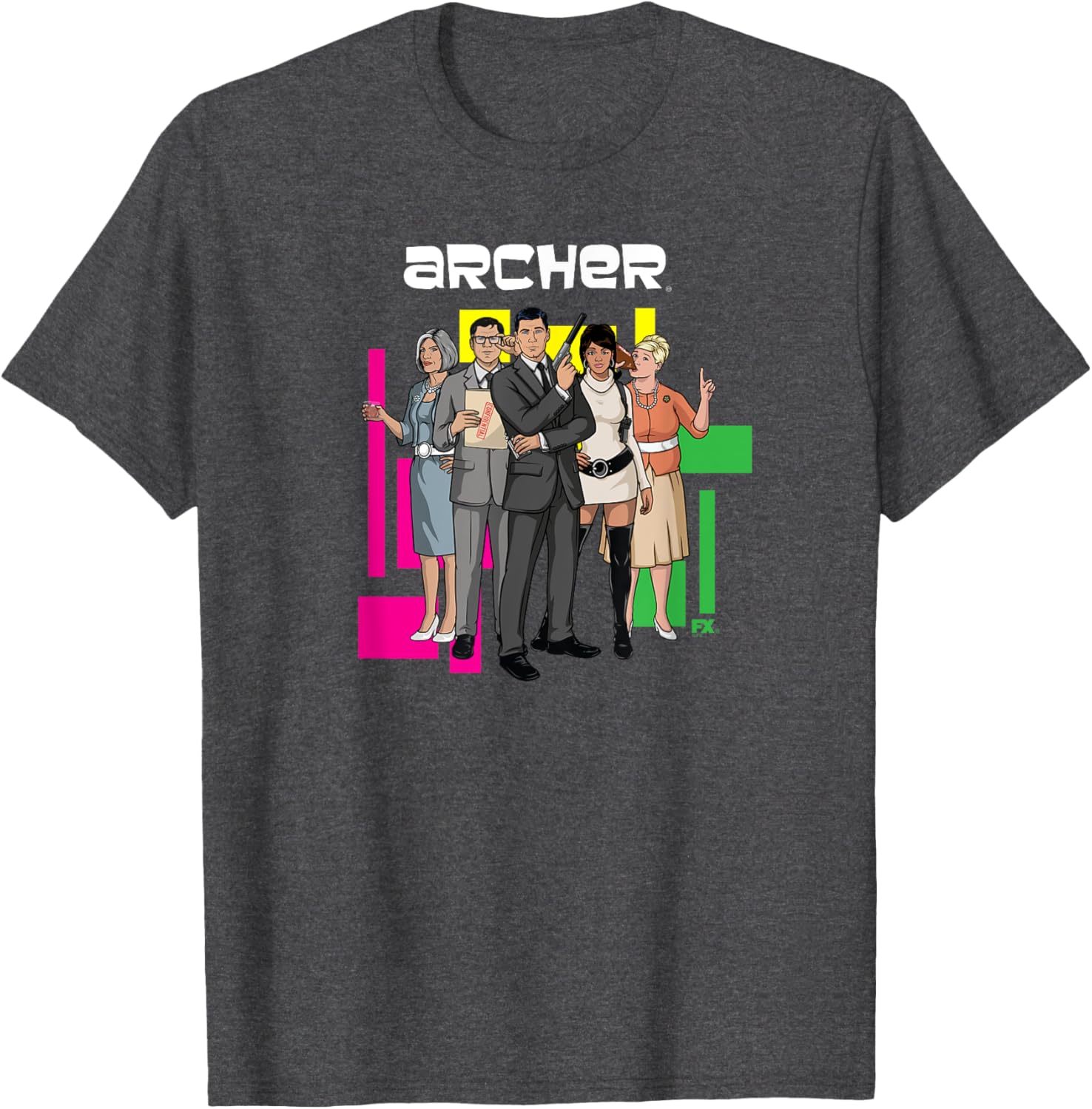 Retro 60's Inspired Archer Character Collage Cartoon T-Shirt for Fans - 3