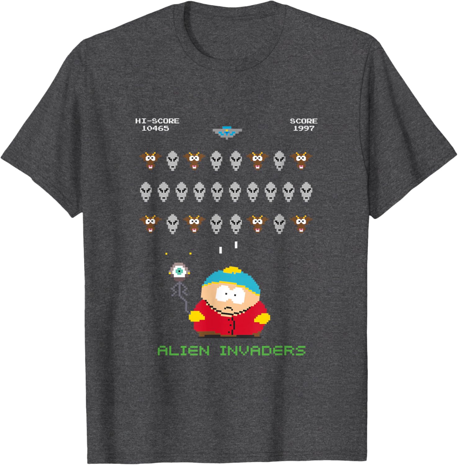 South Park Cartman Alien Invaders 8-Bit Pixel T-Shirt for Fans - 4