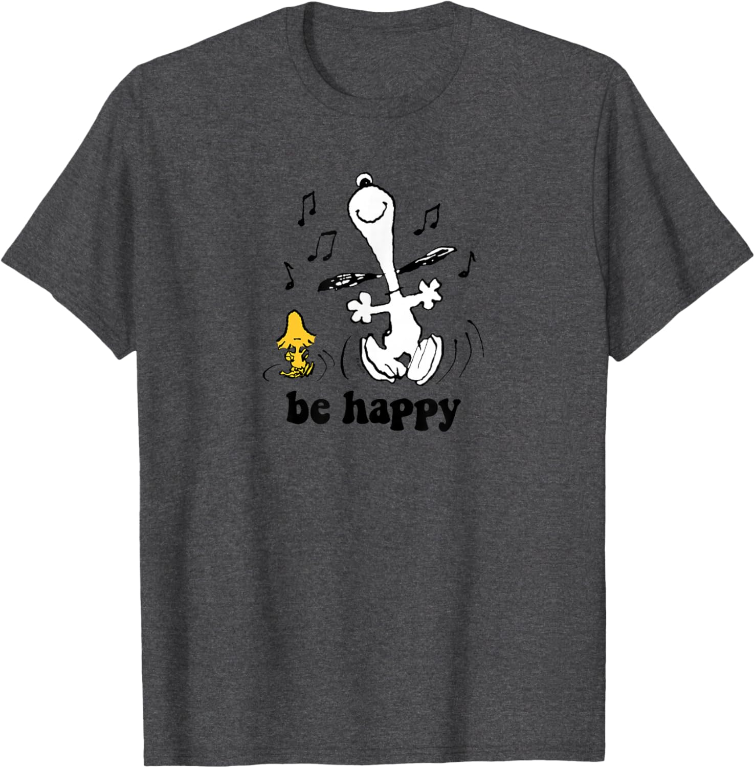 Peanuts Snoopy Woodstock Be Happy Dance T-Shirt Fun Graphic Tee - 1