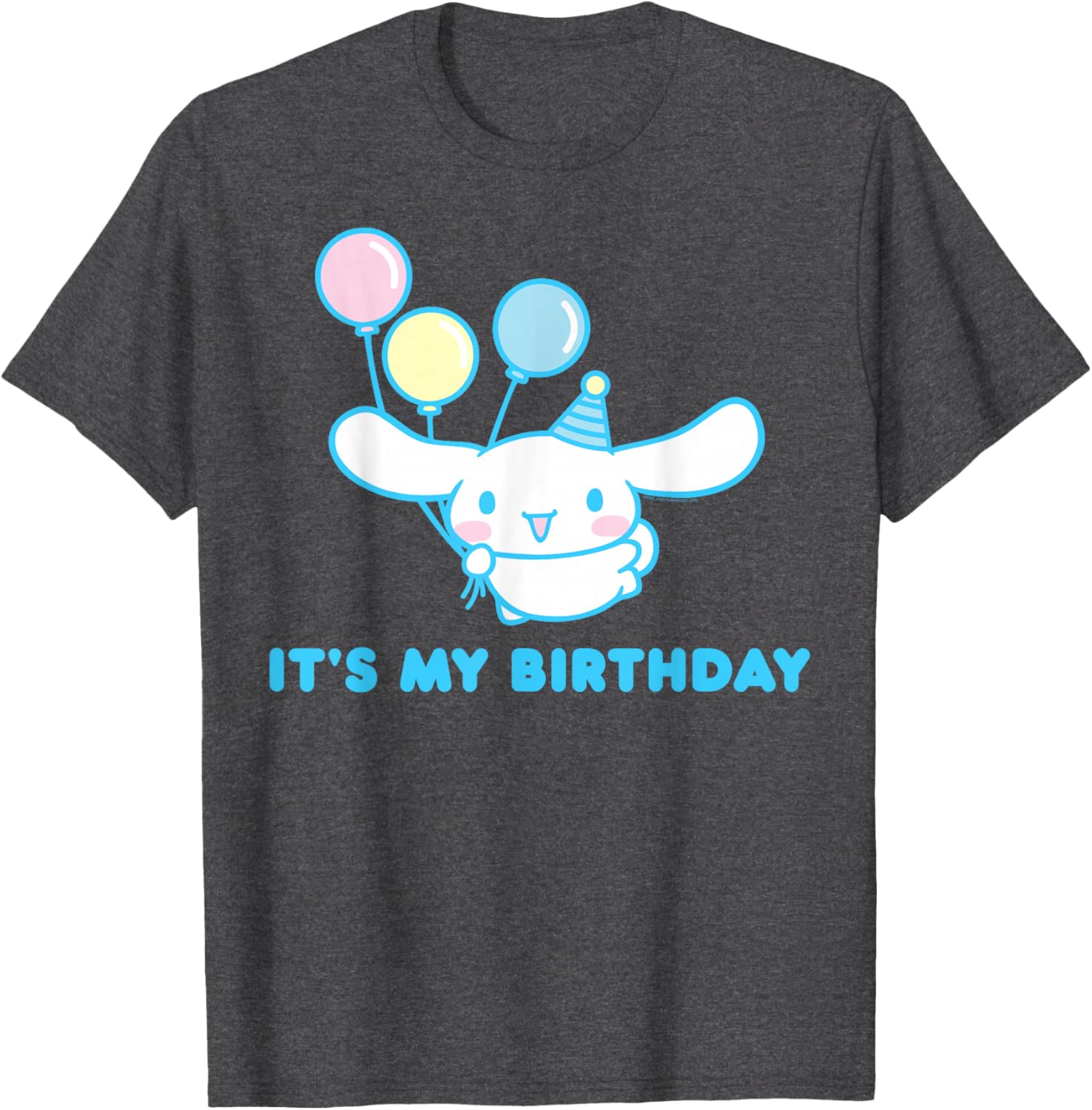Sanrio Cinnamoroll Birthday T-Shirt for Adults - Blue Crew Neck Short Sleeve - 9