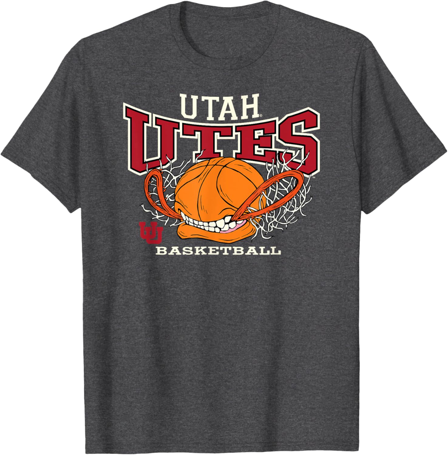 Utah Utes Basketball Bite Dark Heather Officially Licensed T-Shirt - 1