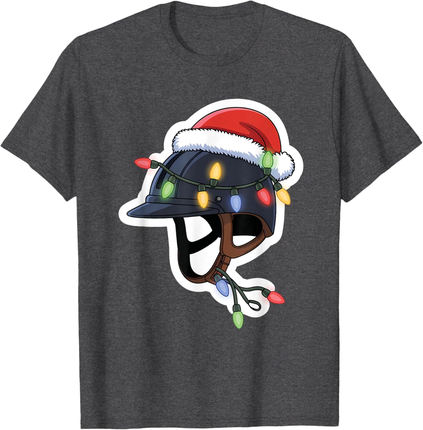 Festive Christmas Riding Helmet Holiday T-Shirt for Equestrian Fans - 5