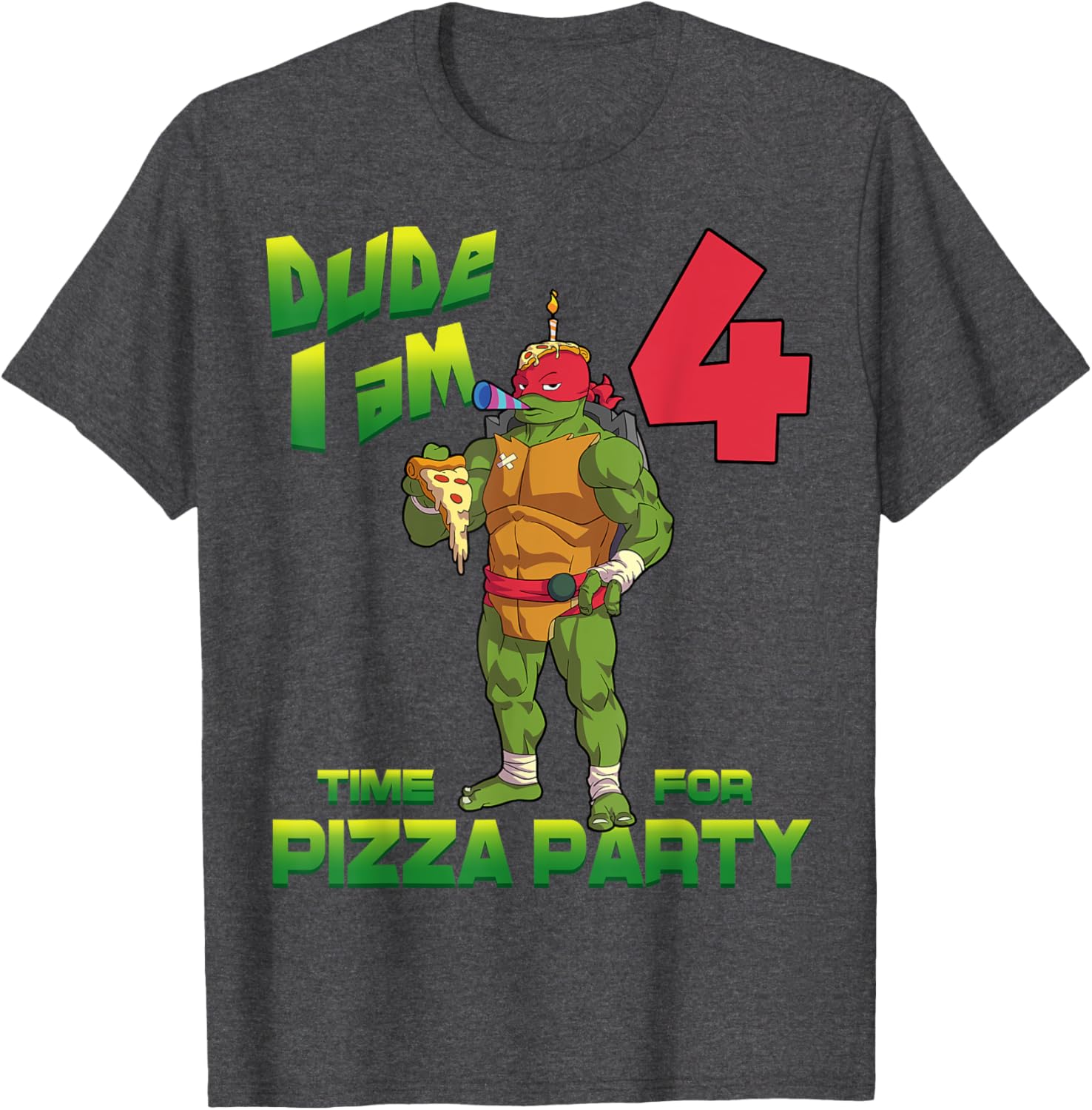 TMNT Raph Pizza Birthday Party T-Shirt for 4 Year Olds - Fun Kid's Clothing - 26