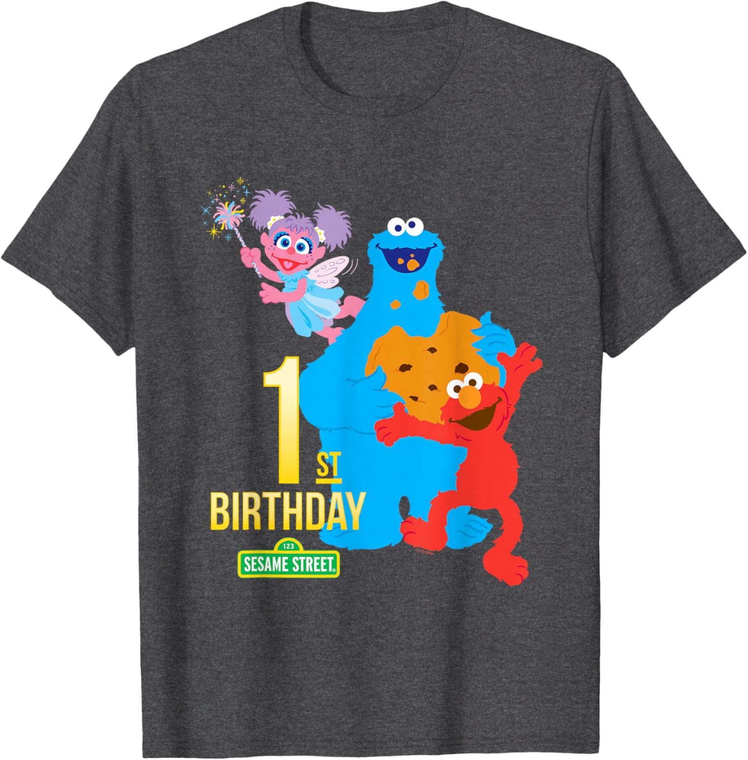 Sesame Street 1st Birthday Classic Fit Crew Neck T-Shirt for Kids - 3