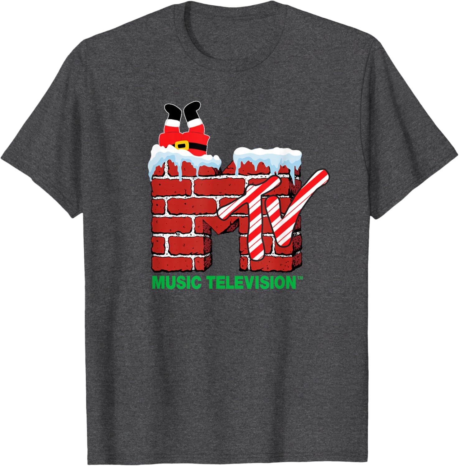MTV Christmas Santa Claus Chimney Vintage T-Shirt for Holiday Cheer - 1