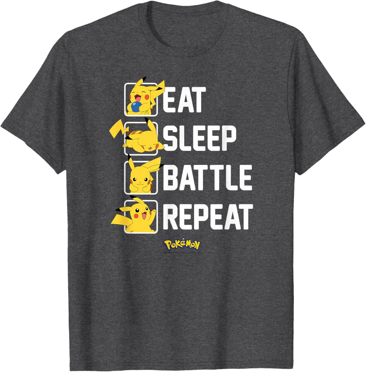 Pikachu Eat Sleep Battle Repeat T-Shirt for Pokémon Fans and Gamers - 7