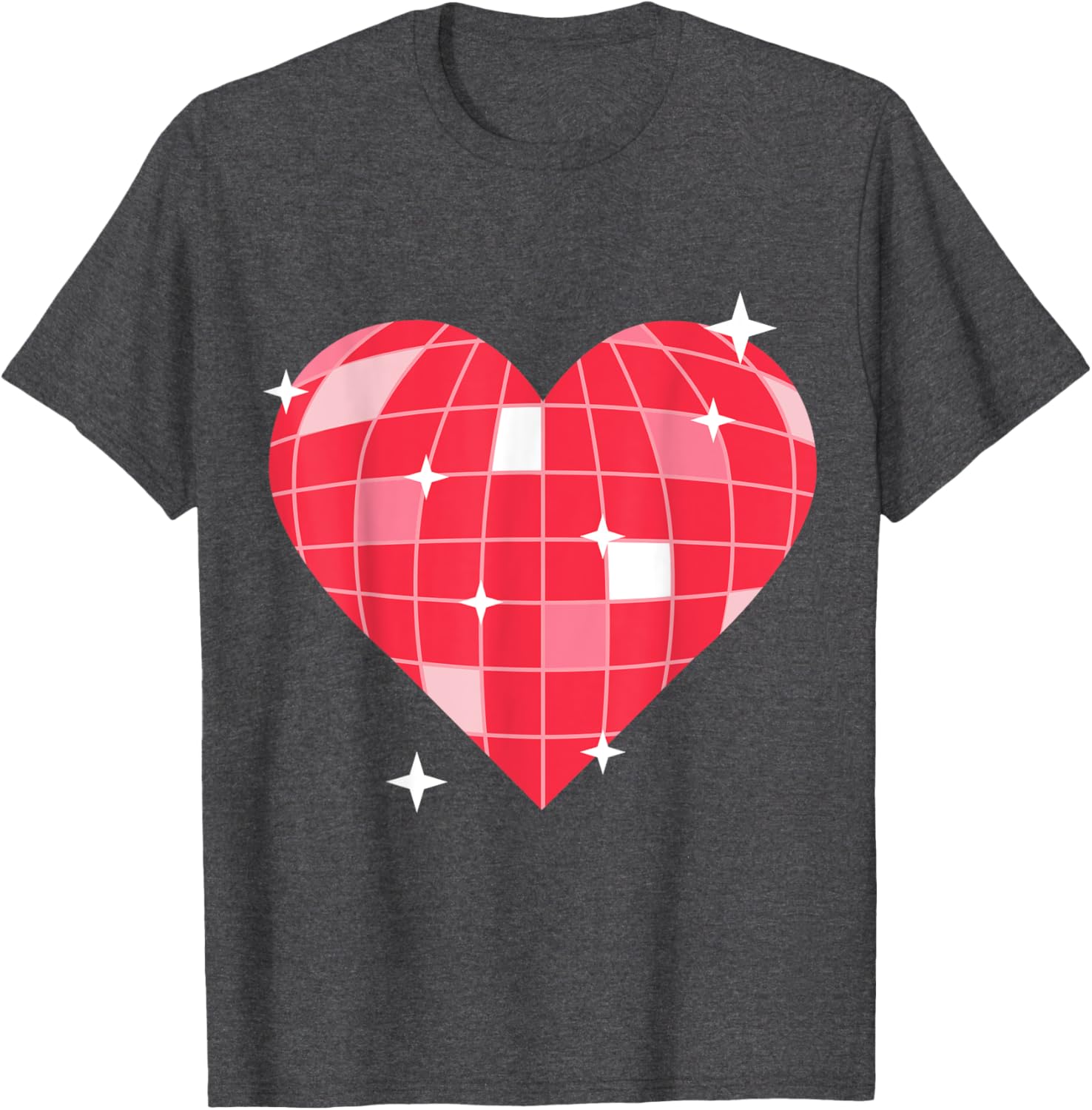 Retro 1970s Pink Heart Disco Ball T-Shirt for Vintage Lovers - 4