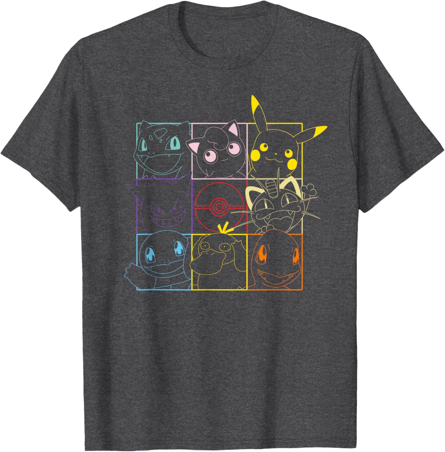 Pokemon Adult Unisex Black Grid T-Shirt for Casual Style Fun - 6