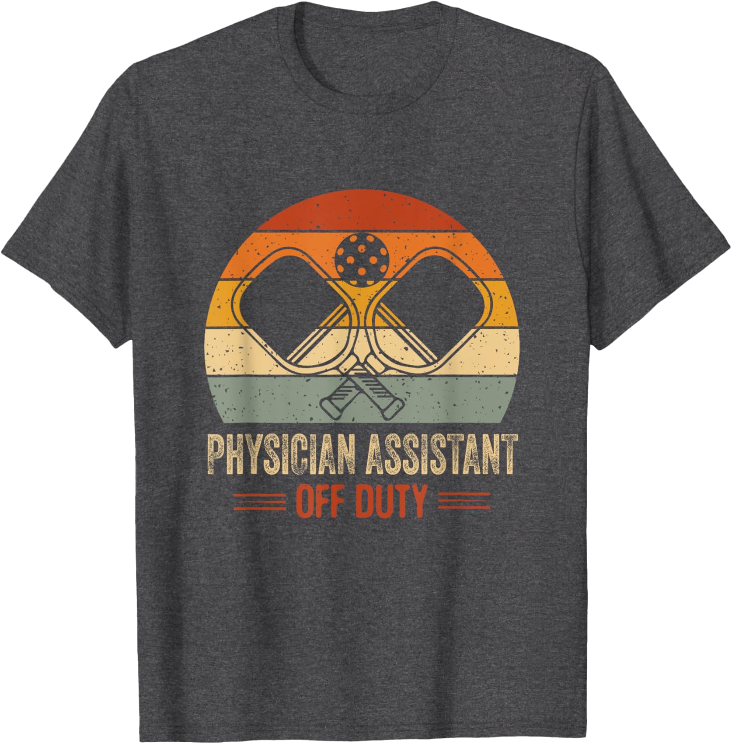 Vintage Sunset Off Duty Physician Assistant Pickleball T-Shirt for Fun - 8